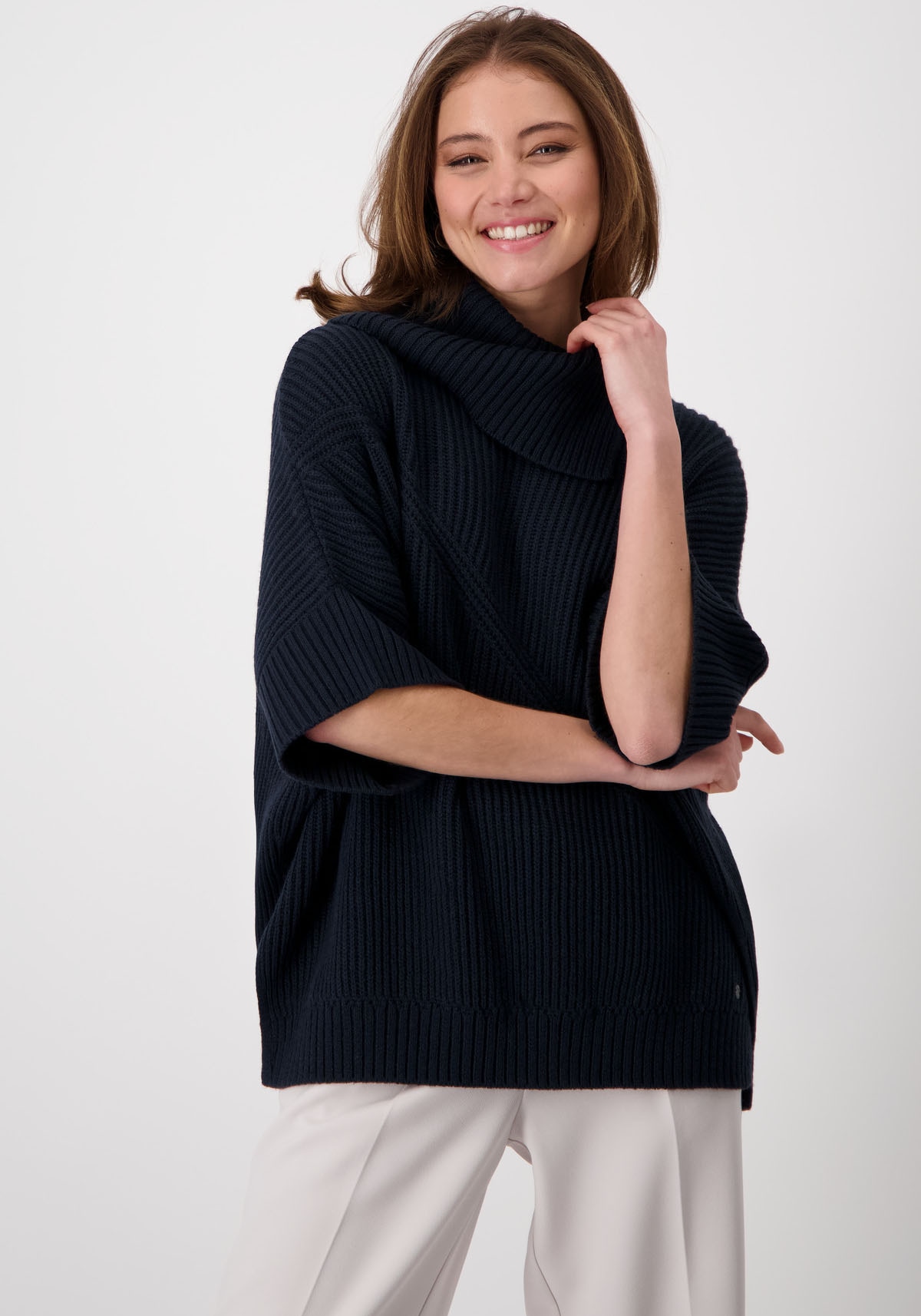 Monari Strickpullover, mit Umschlagkragen