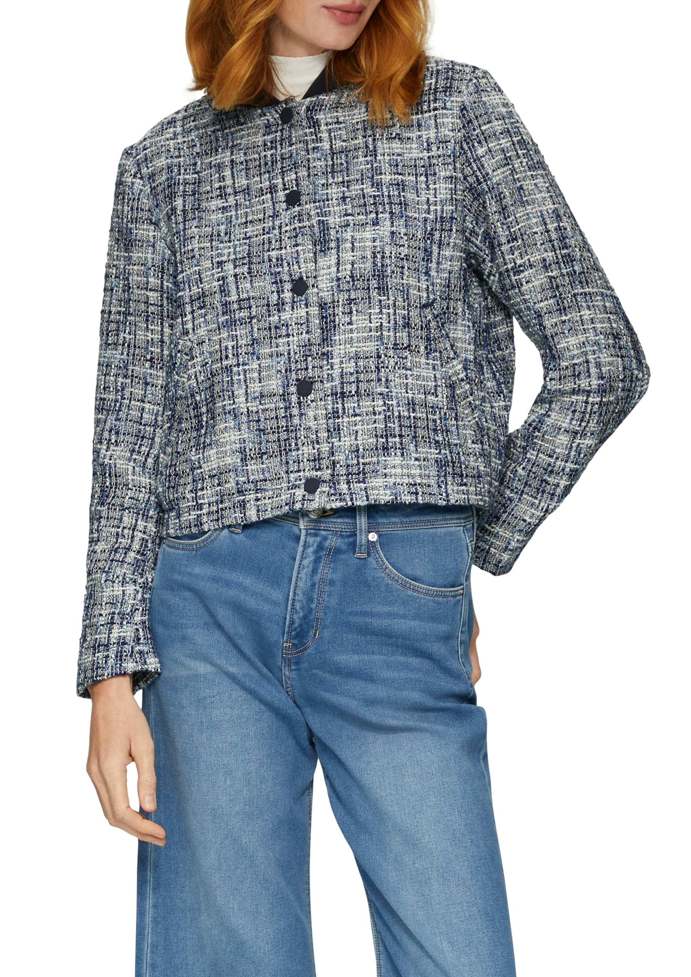 s.Oliver Bouclèjacke ohne Kapuze mit Metallic-Garn