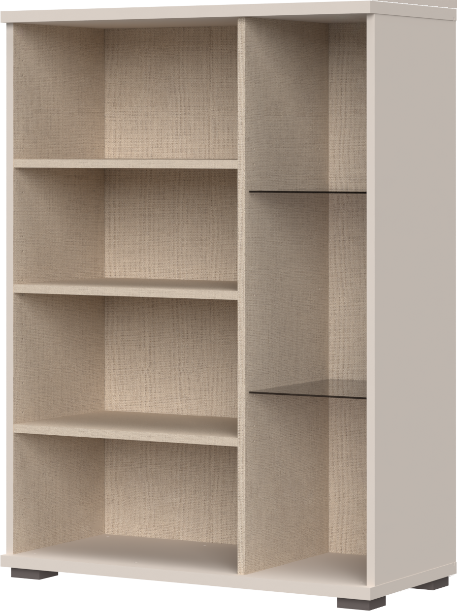 OTTO home Highboard »Opera Sideboard, Kommode, Glastür mit Aluminiumrahmen« UV lackiert, Soft Close Funktion, Höhenverstellbare Füße