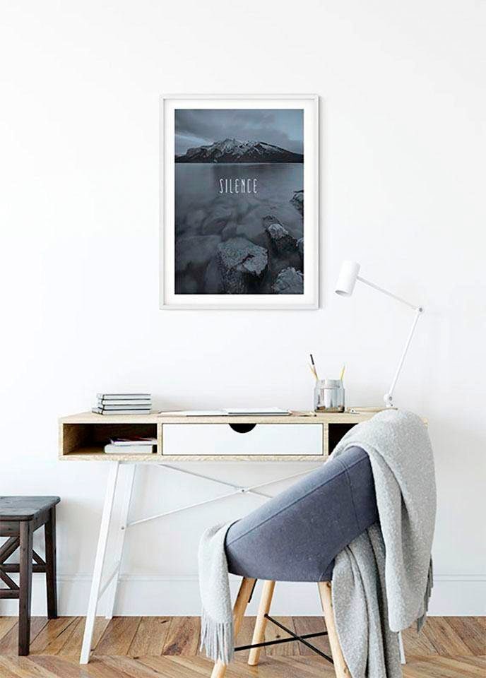 Komar Poster »Word Lake Silence Steel«, Natur, (1 St.), Kinderzimmer, Schlafzimmer, Wohnzimmer