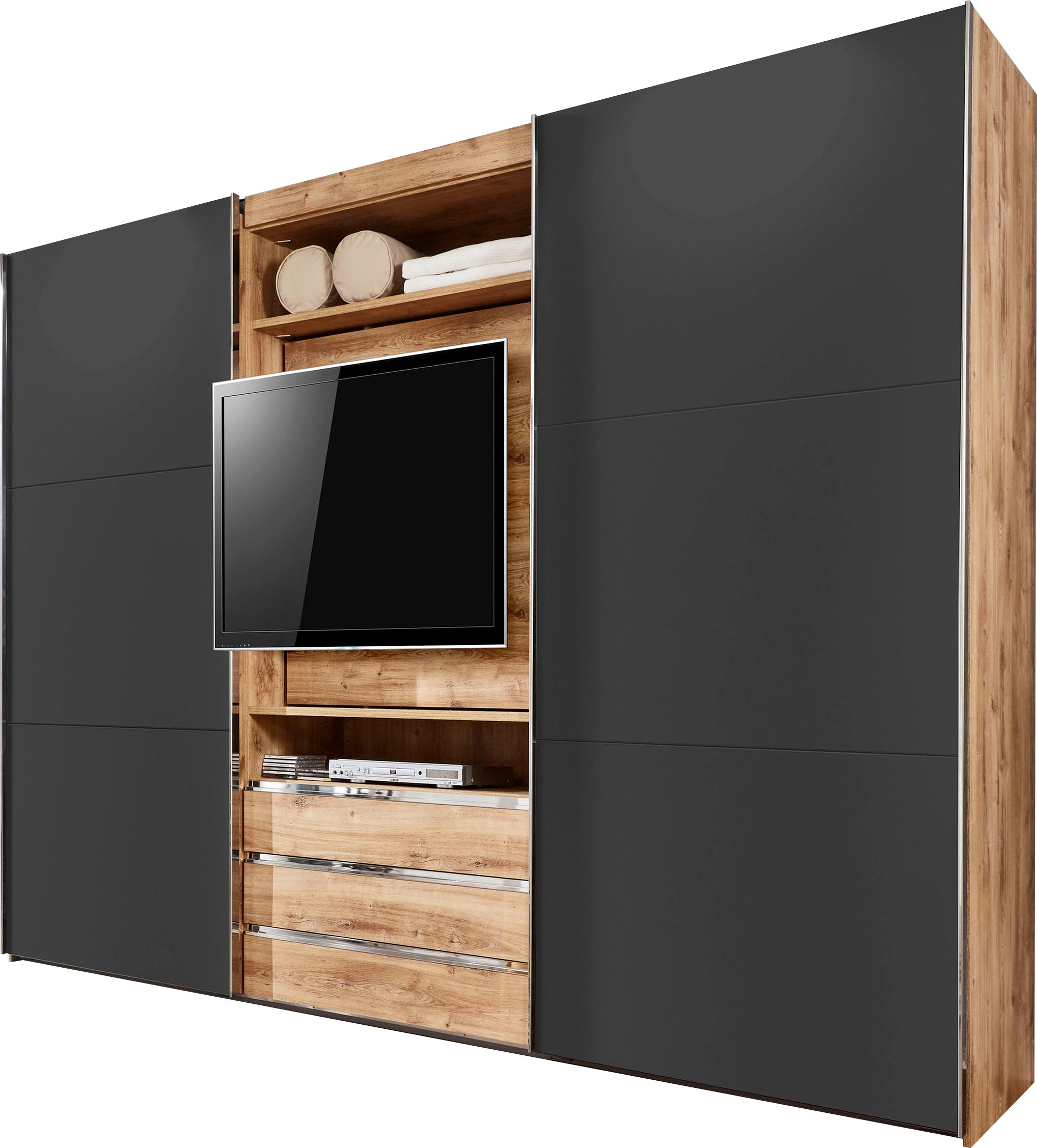 Wimex Schwebetürenschrank »Magic by fresh to go«, tolles EXTRA: mit drehbarem TV-Element, mittig mit Schubladen