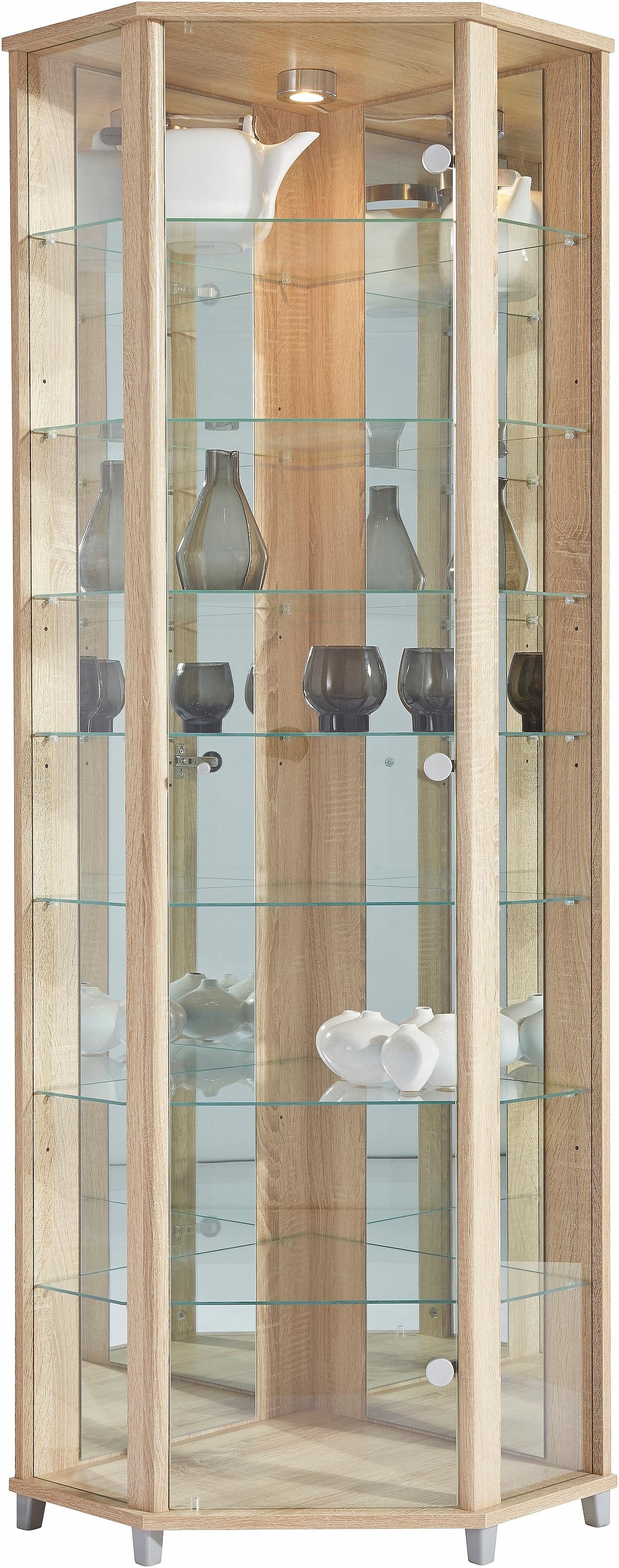 Vitrine »TRIO«, Eckvitrine/Glasvitrine 1x Glastür, perfekt für Sammler, Sammlervitrine