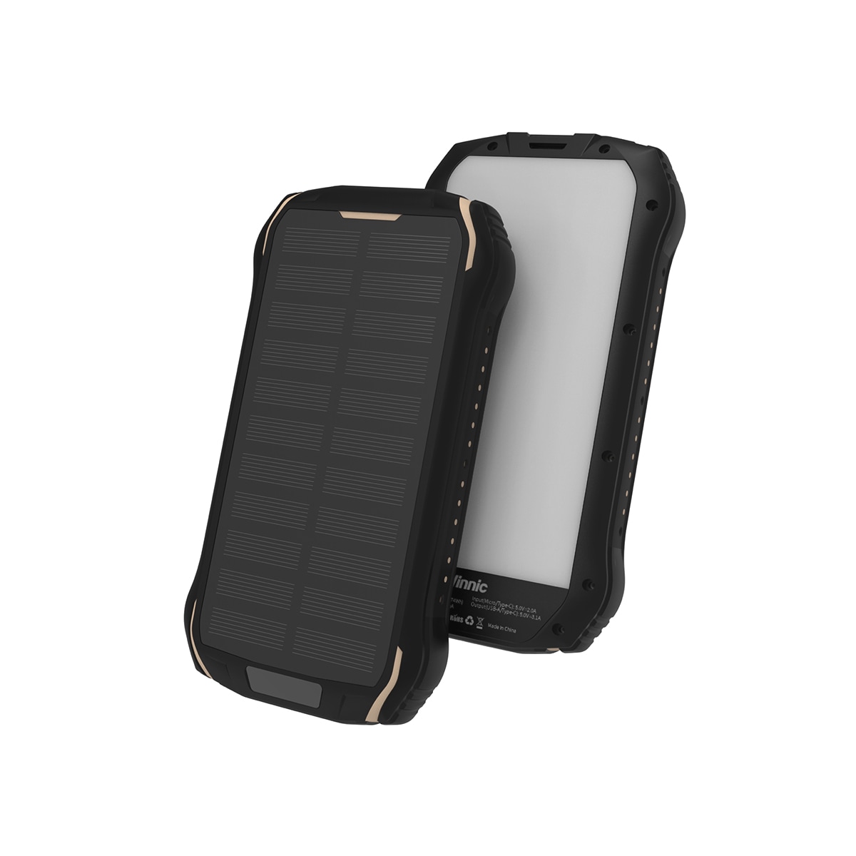 Vinnic Powerbank »SACA PEAK Solar Powerbank 20.000mAh IP65 1xUSB-C, 2xUSB-A«, Vinnic SACA PEAK Solar Powerbank 20.000mAh IP65 1xC 2xA,black