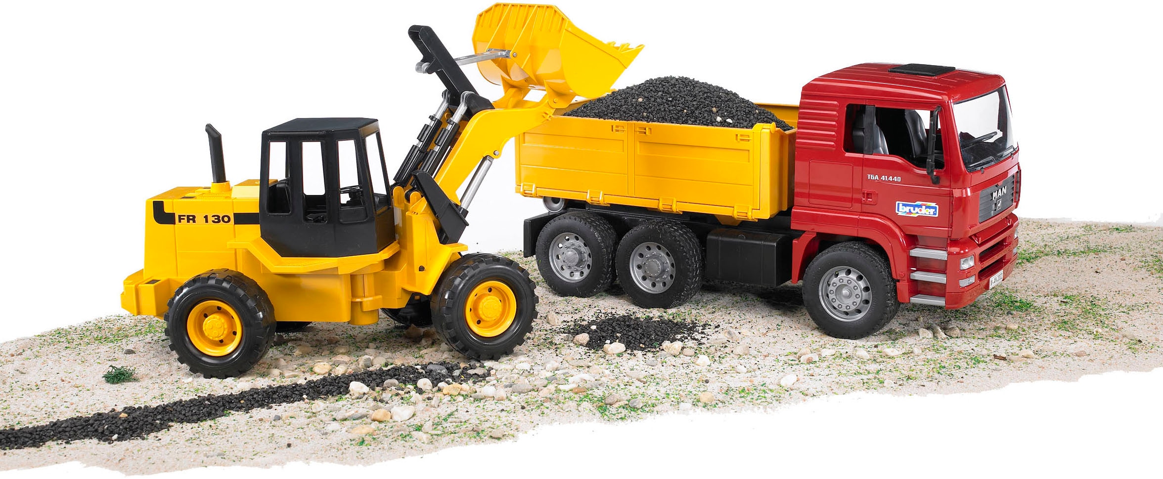 Bruder® Spielzeug-Kipper »MAN TGA Kipp-LKW 40 cm mit Gelenkradlader FR130 40c (02752)« Made in Europe
