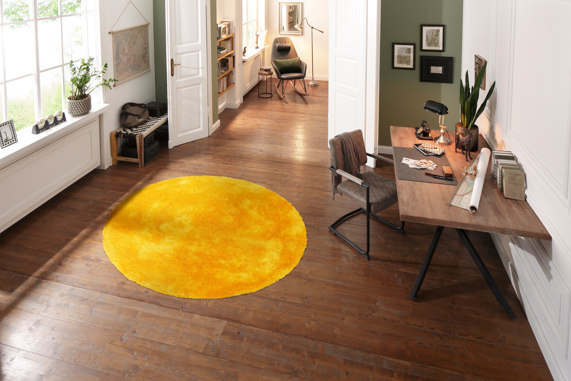 Bruno Banani Hochflor-Teppich »Dana Teppich, Kundenliebling«, rund, 30 mm Höhe, unifarben, Mikrofaser Teppiche, Wohnzimmer, Schlafzimmer, Esszimmer