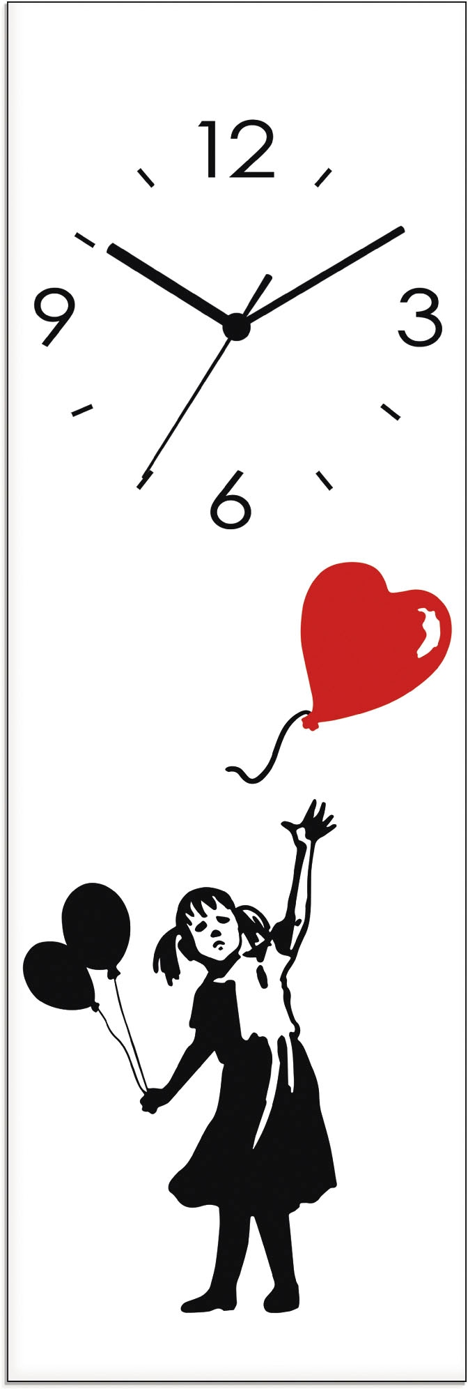 Artland Wanduhr »Glasuhr Silhouette Mädchen Ballon Herz«, wahlweise mit  Quarz- oder Funkuhrwerk, lautlos ohne Tickgeräusche bequem bestellen | Poster