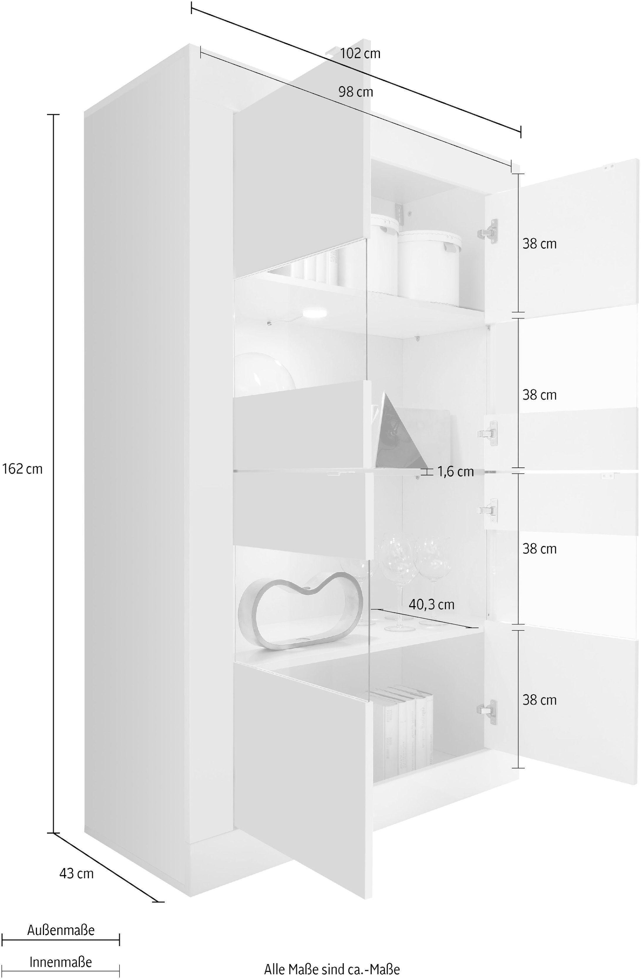 INOSIGN Stauraumvitrine »Basic«, Höhe 162 cm