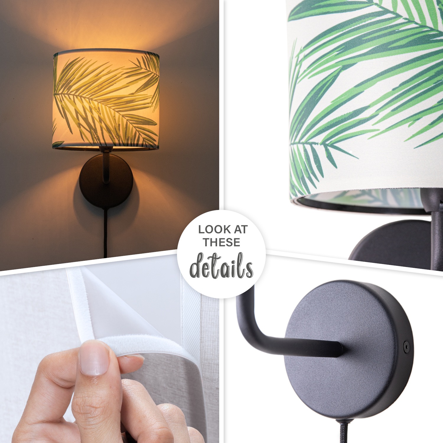 Paco Home Wandleuchte »Ostende 537« E14 Kinder Zimmer Wohnzimmer Modern Büro Lampe Lampenschirm Palme