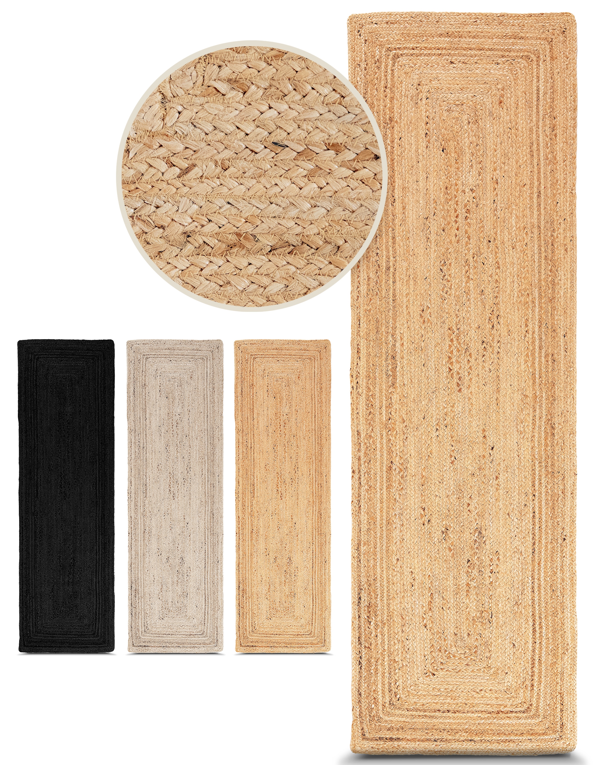 carpetfine, Teppich »Nele Juteteppich Naturfaser« rechteckig 6 mm Höhe geflochtener Wendeteppich aus 100% Jute, quadratisch und als Läufer, natur, 