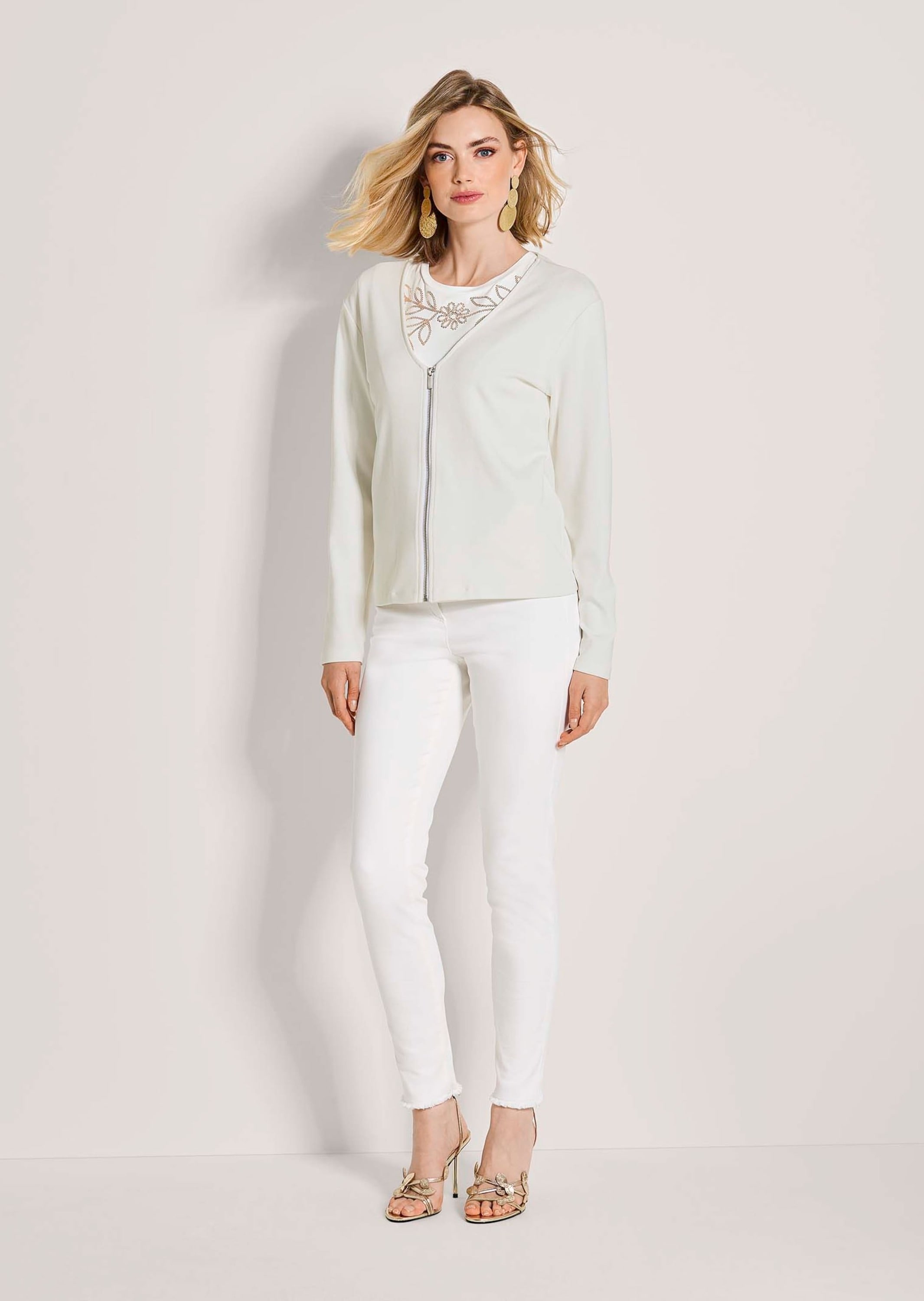 MADELEINE Langarmshirt »Shirtjacke Elegante Viskosejacke mit Reißverschluss« Durchgehender Reißverschluss