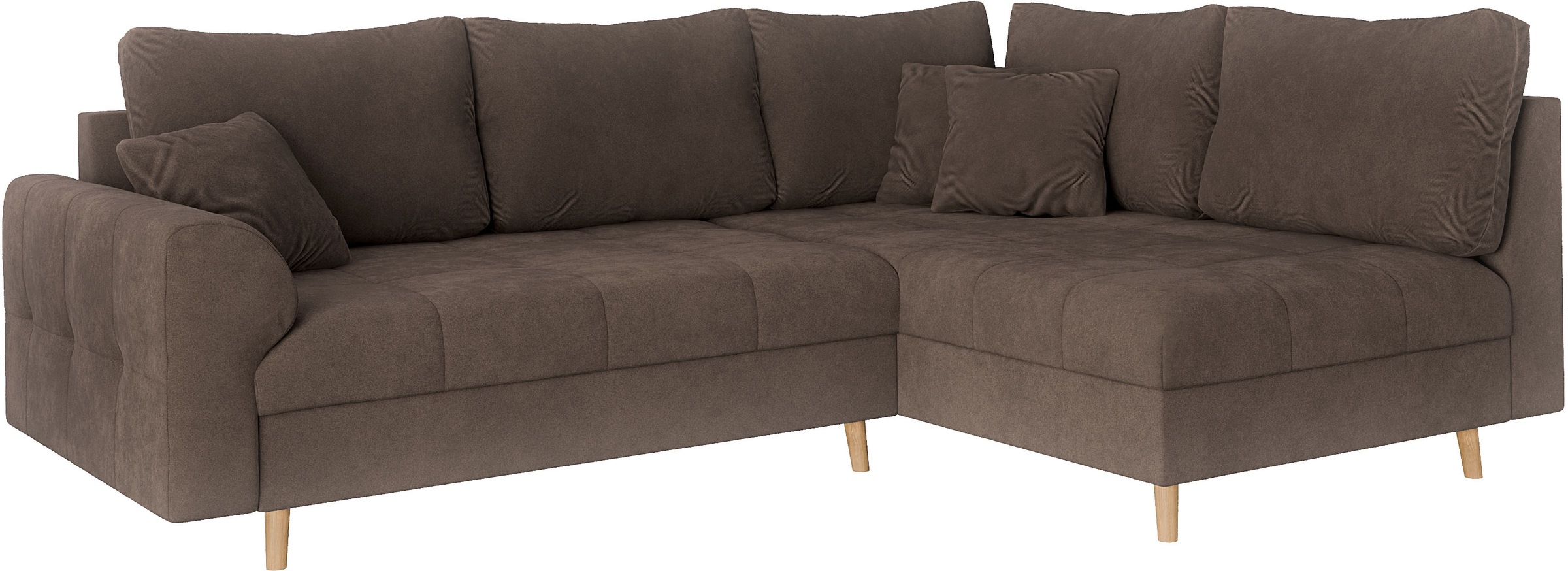 Home affaire Ecksofa »CHARRE L-Form mit Ottomane, Maße B/T/H: 231/161/81 cm«, feine Steppung, lose Rücken- und Zierkissen, auch in Cord und Bouclé