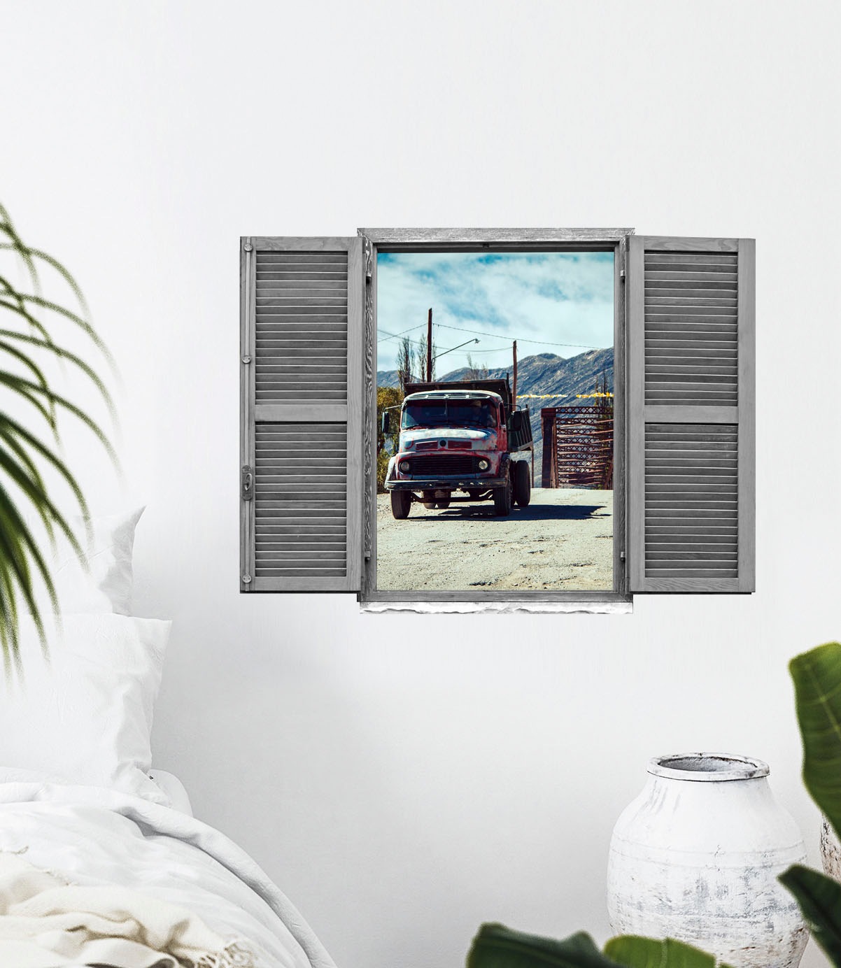 queence Wandtattoo »LKW«, (1 St.), Wandsticker, Wandbild, selbstklebend, 3D, Fenster