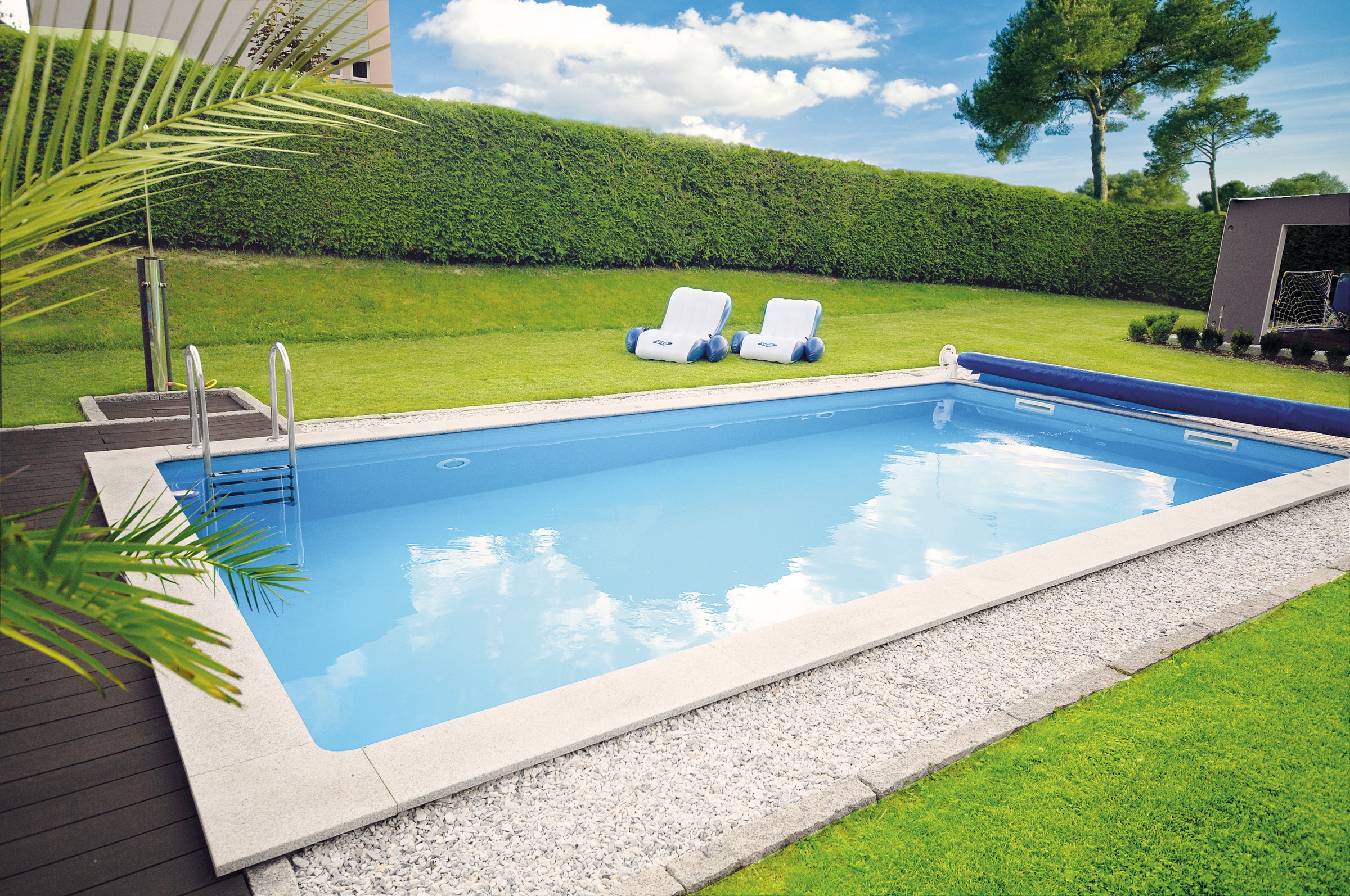 KWAD Rechteckpool »mit Ecktreppe«, (Set), 8x4, 7x3,5 oder 6x3m Höhe: 1,50m, mit Foliensack 0,8mm