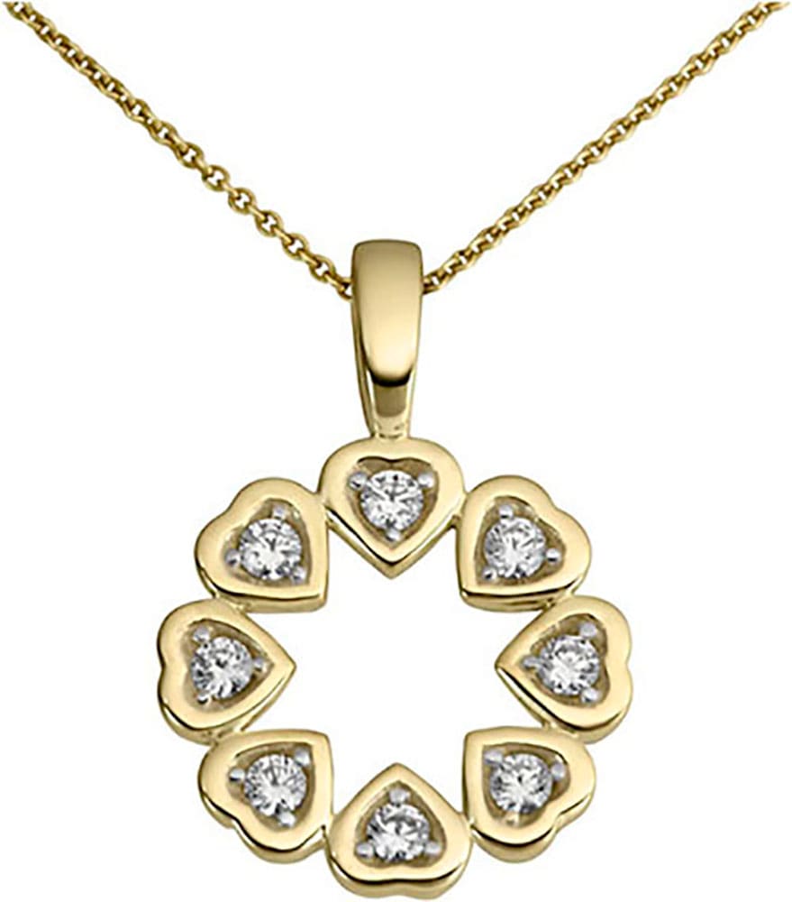 Firetti Kettenanhänger »Schmuck Geschenk Gold 333 Halsschmuck Anhänger Kreis rund Herz«, mit Zirkonia (synth.)
