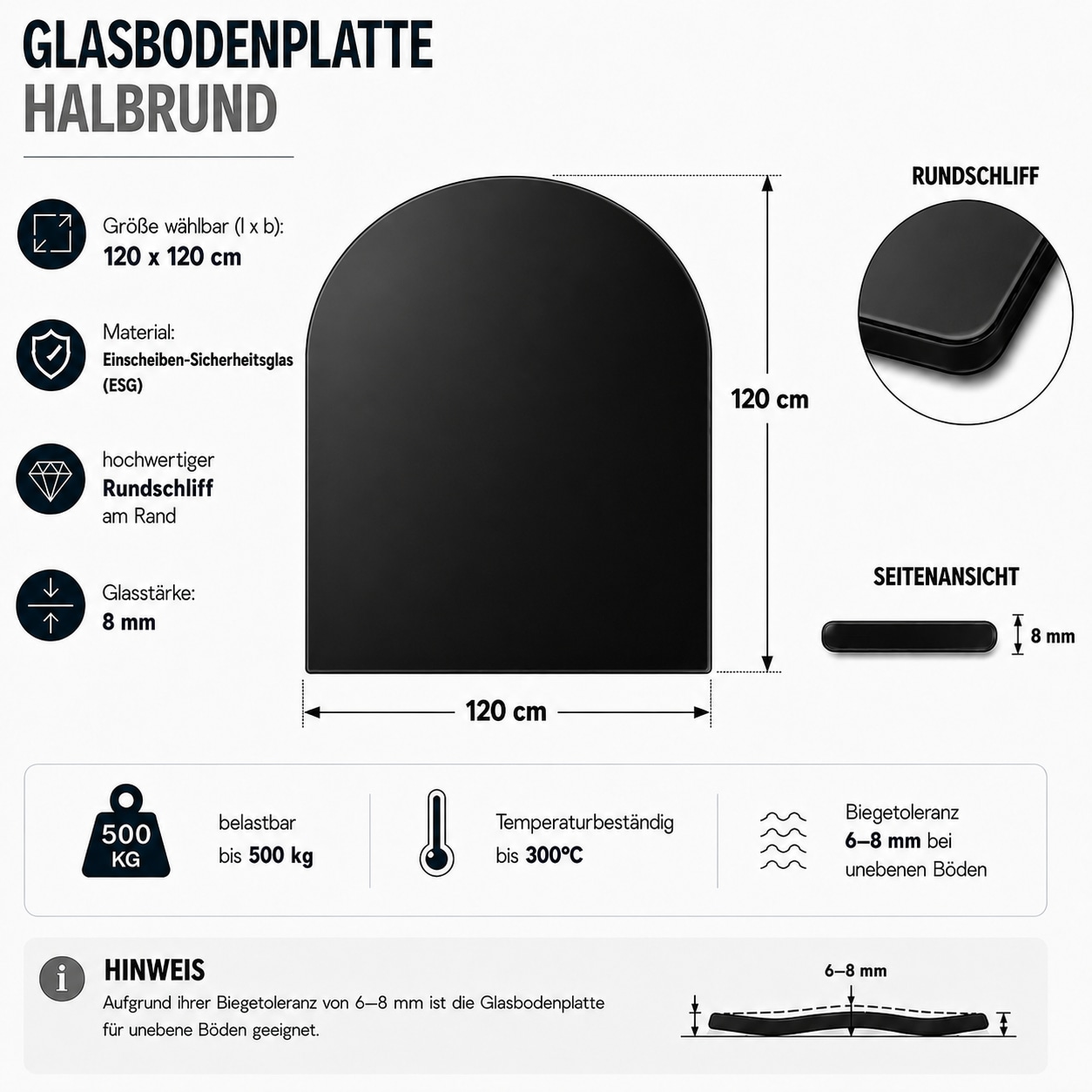 Hanseatic Bodenschutzplatte »Funkenschutzplatte Glas«