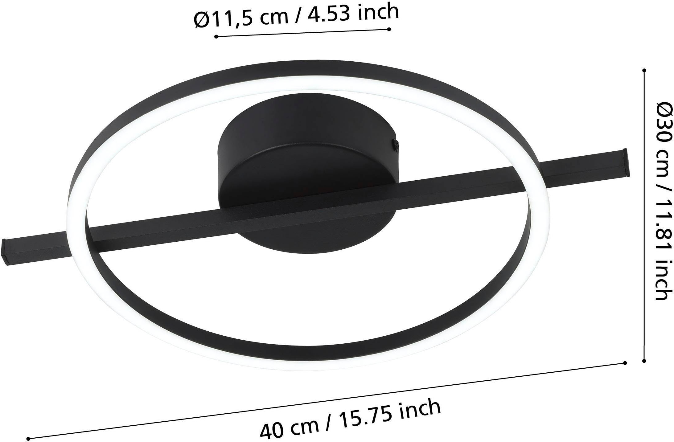 EGLO Deckenleuchte »Amandolo Deckenlampe RGB Backlight Fernbedienung inkl. geometrisch« LED-Modul 1 Stk. Kaltweiß | RGB Wand-/Deckenleuchte - L40 x B30 x H6,5 cm - schwarz - 17W inkl.