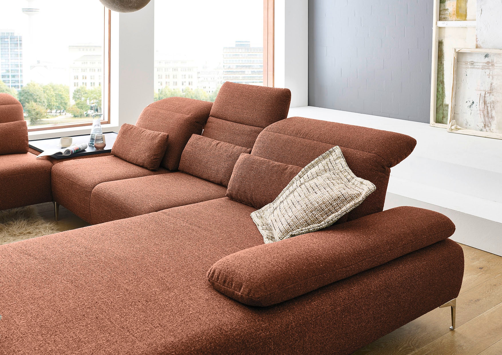 Home affaire Dekokissen »Liora, Nierenkissen XL, Breite 85 cm« passend zur Liora-Serie, extra Rückenstütze & optisches Highlight