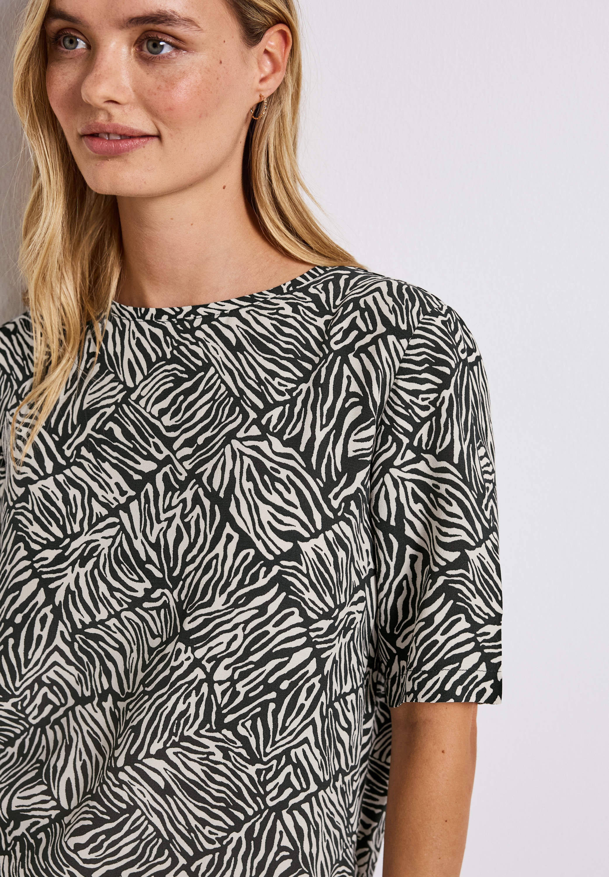 STREET ONE T-Shirt, gemustert, mit Tunnelzug