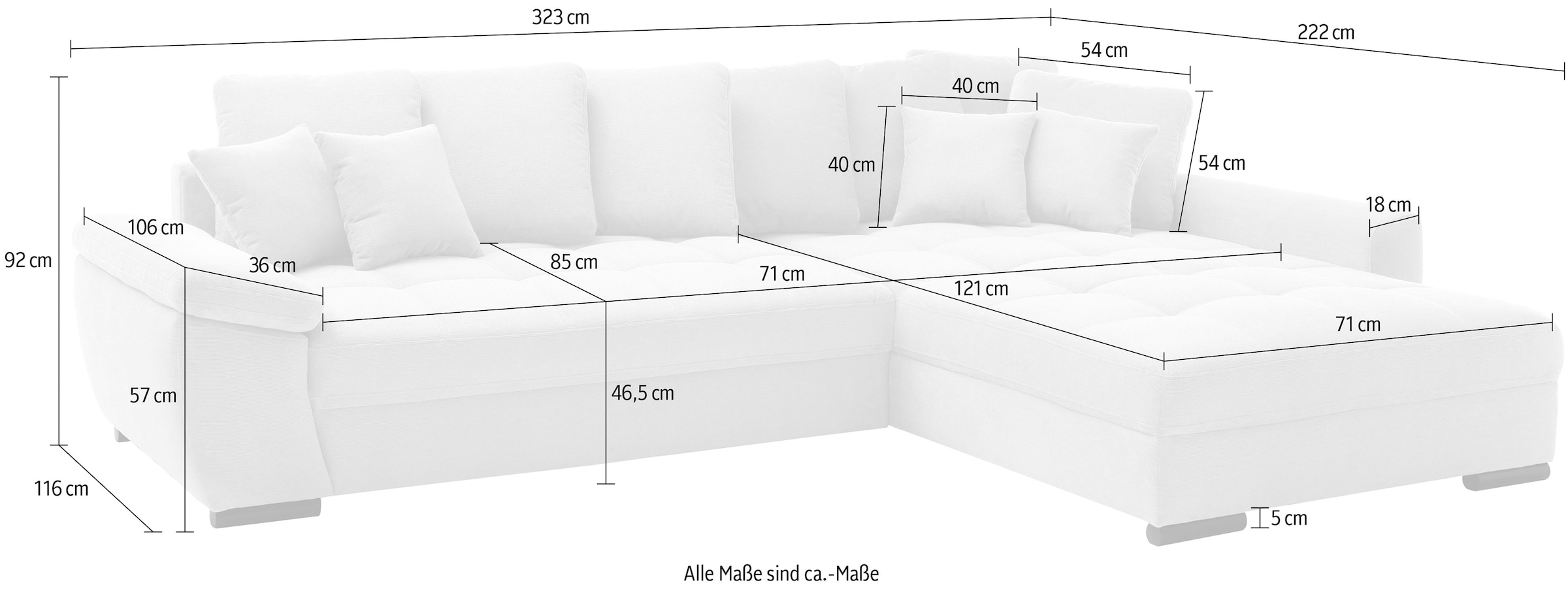 Mr. Couch Ecksofa »Richmond, L-Form mit Kaltschaum«
