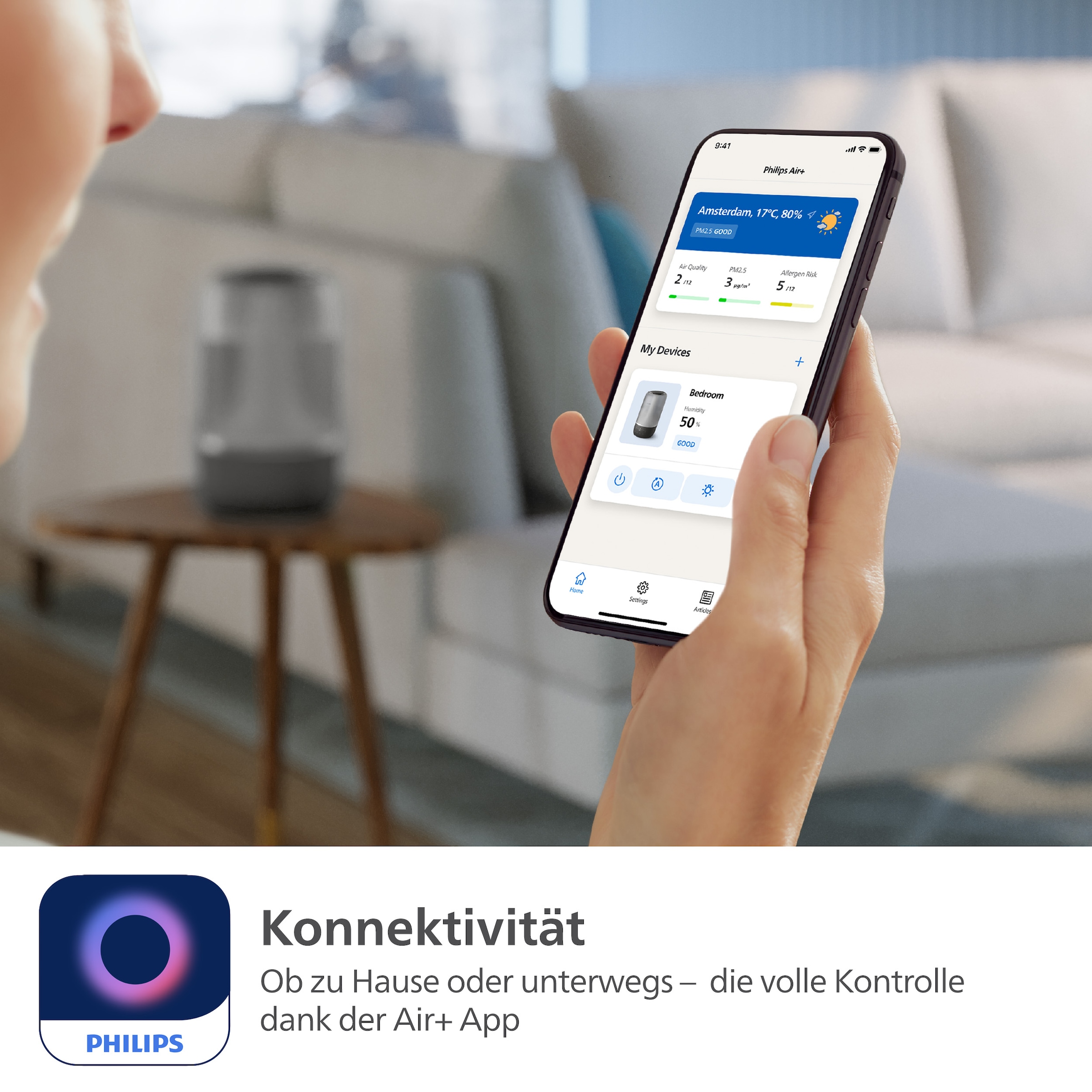 Philips Luftbefeuchter »HU1510 1000 Series, ultraschall«, 3 l Wassertank, für 41 m² Räume, mit Aroma-Diffusor, Stimmungslicht, App verbunden