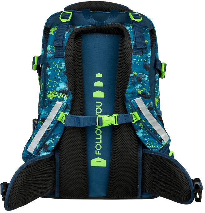 neoxx Schulrucksack »Active, Petrol Extrem«, reflektierende Details, aus recycelten PET-Flaschen