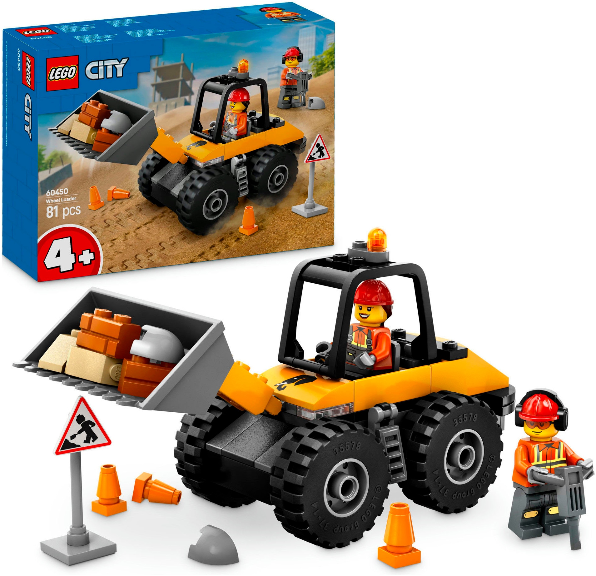 LEGO® Konstruktionsspielsteine »Radlader (60450), LEGO City«, (81 St.), Made in Europe