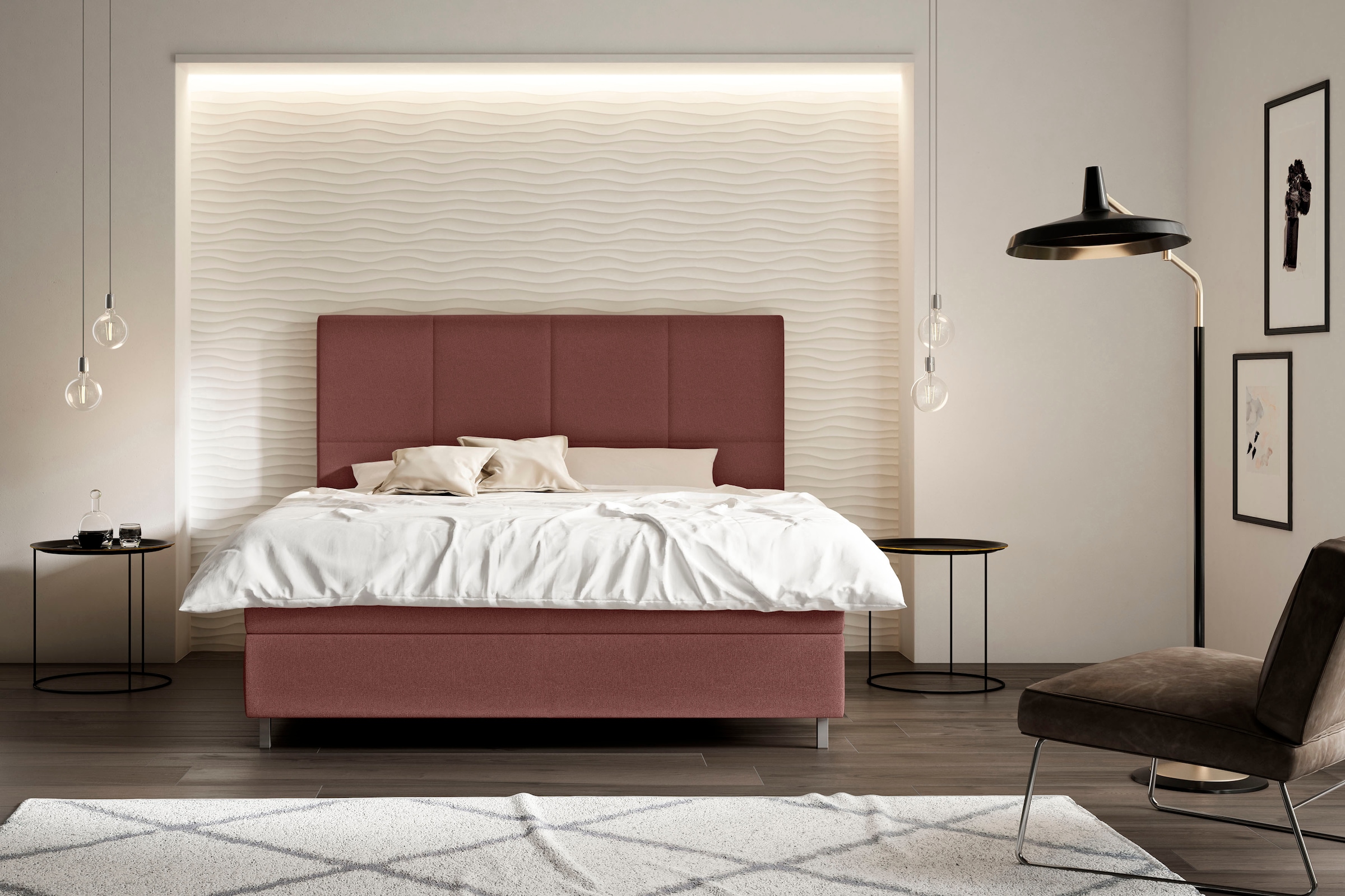 Boxspringbett »Saga«, inkl. BULTEX® Topper, Metallfuß in Chrom