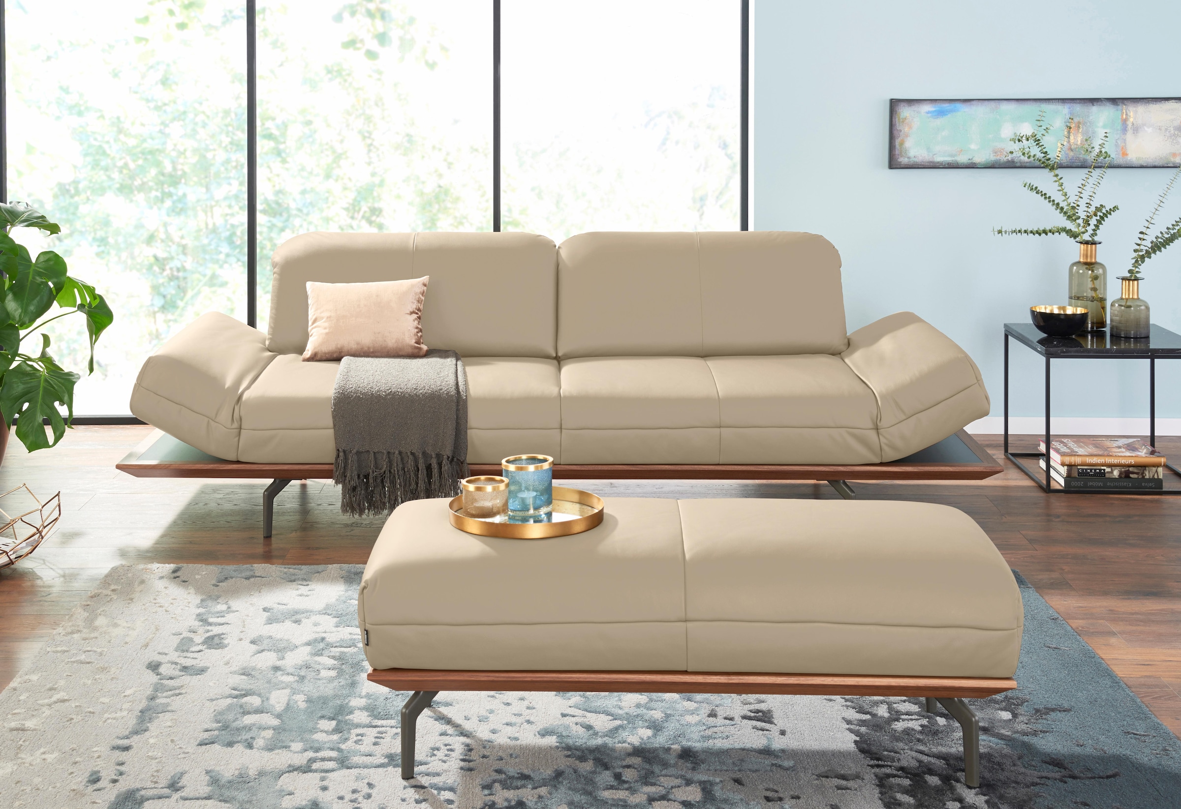 hülsta sofa Hocker »hs.420«, in 2 Bezugsqualitäten, Holzrahmen in Eiche  Natur oder Nussbaum auf Raten bestellen