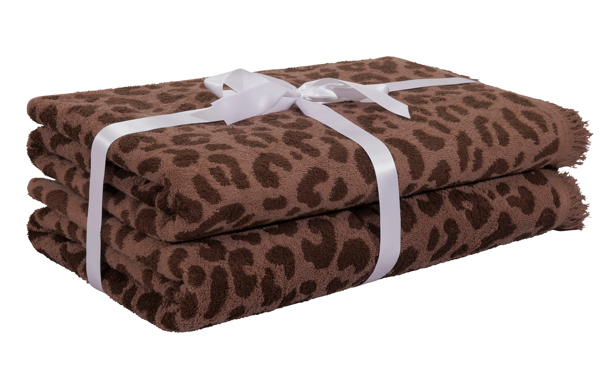 OTTO home Strandtuch »Tiffani, Leopardenmuster, Premium Strandtücher 2-tlg, 500 gr/m²« 90x180 cm, Animal Print, Leo, modern, Urlaub, mit Fransen