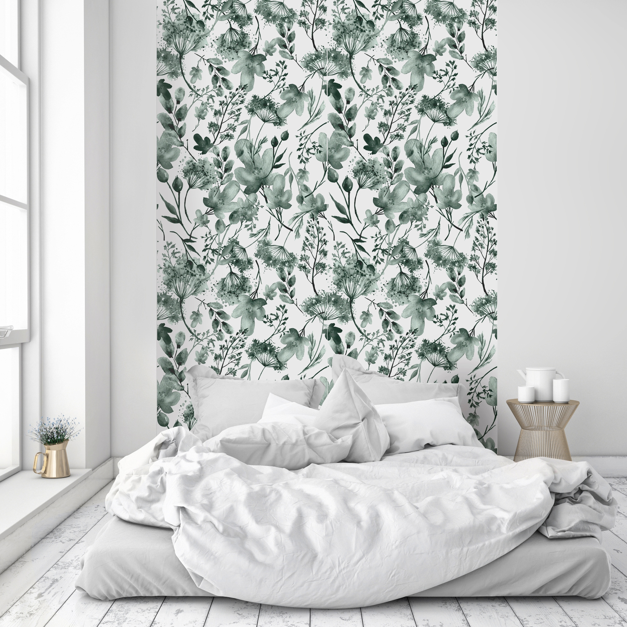 queence Vinyltapete »Fabienne«, bedruckt-Motiv-botanisch-floral-gemustert-natürlich, 90x250cm, selbstklebend, kinderleichte Anbringung, Sticker