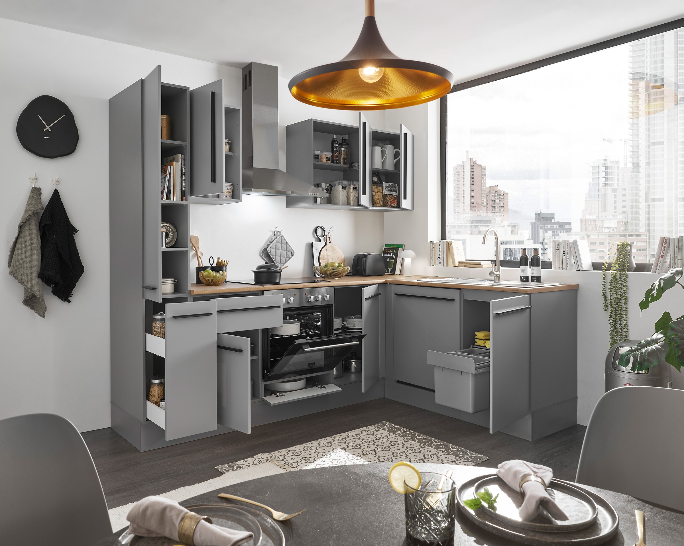 BASIC by Balculina Winkelküche »Denver, Küche BxHxT 250/115 x 211 x 60« Breite 250 cm, wahlweise mit E-Geräten und Induktion