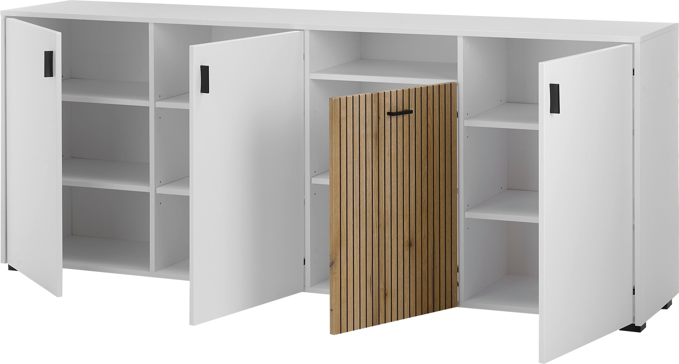Home affaire Sideboard »Hudson« in moderner Trendfarbe, Griffe aus Metall (Schwarz), Breite 200 cm