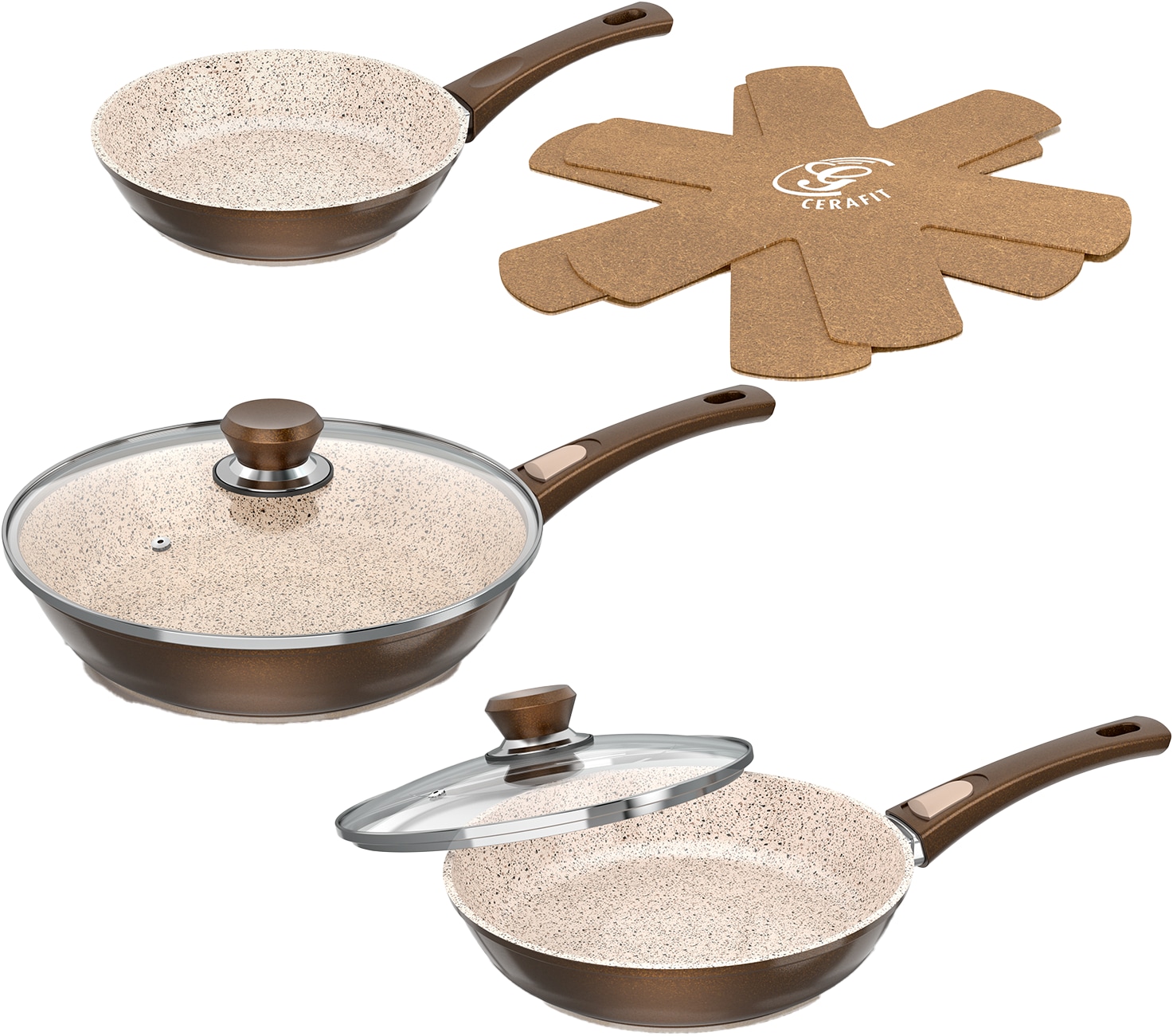 Pfannen-Set »Cerafit Granit - Grand-Edition Pfanne, 7-teiliges Set«, (Set, 7 tlg., je...