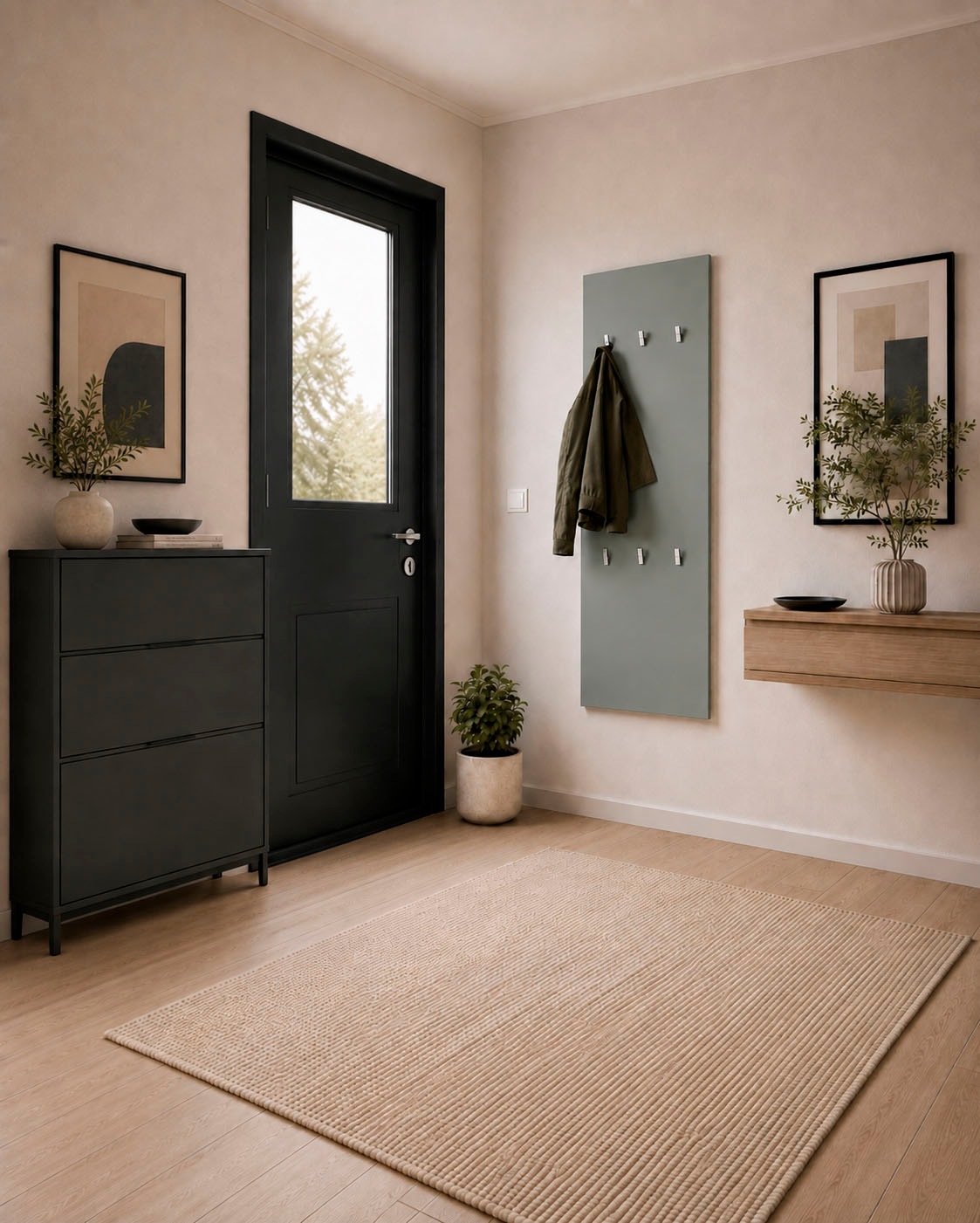 borchardt Möbel Garderobenpaneel »Vaasa, 123x45cm mit Metallhaken« Garderobe hängend, 6 Haken, Wandgarderobe