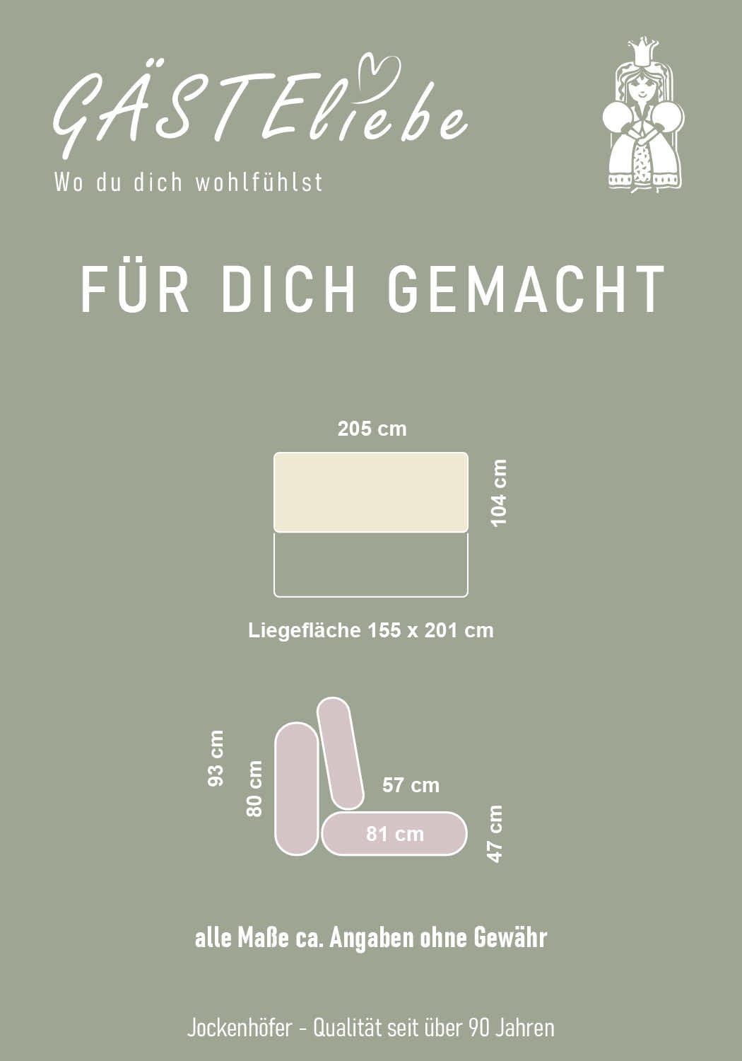 Jockenhöfer Gruppe Schlafsofa »Felix, B: 205 cm, Liegefl. 155x201 cm, Dauerschlafsofa, inkl. Topper« inklusive Bettfunktion und Bettkasten, Federkernpolsterung
