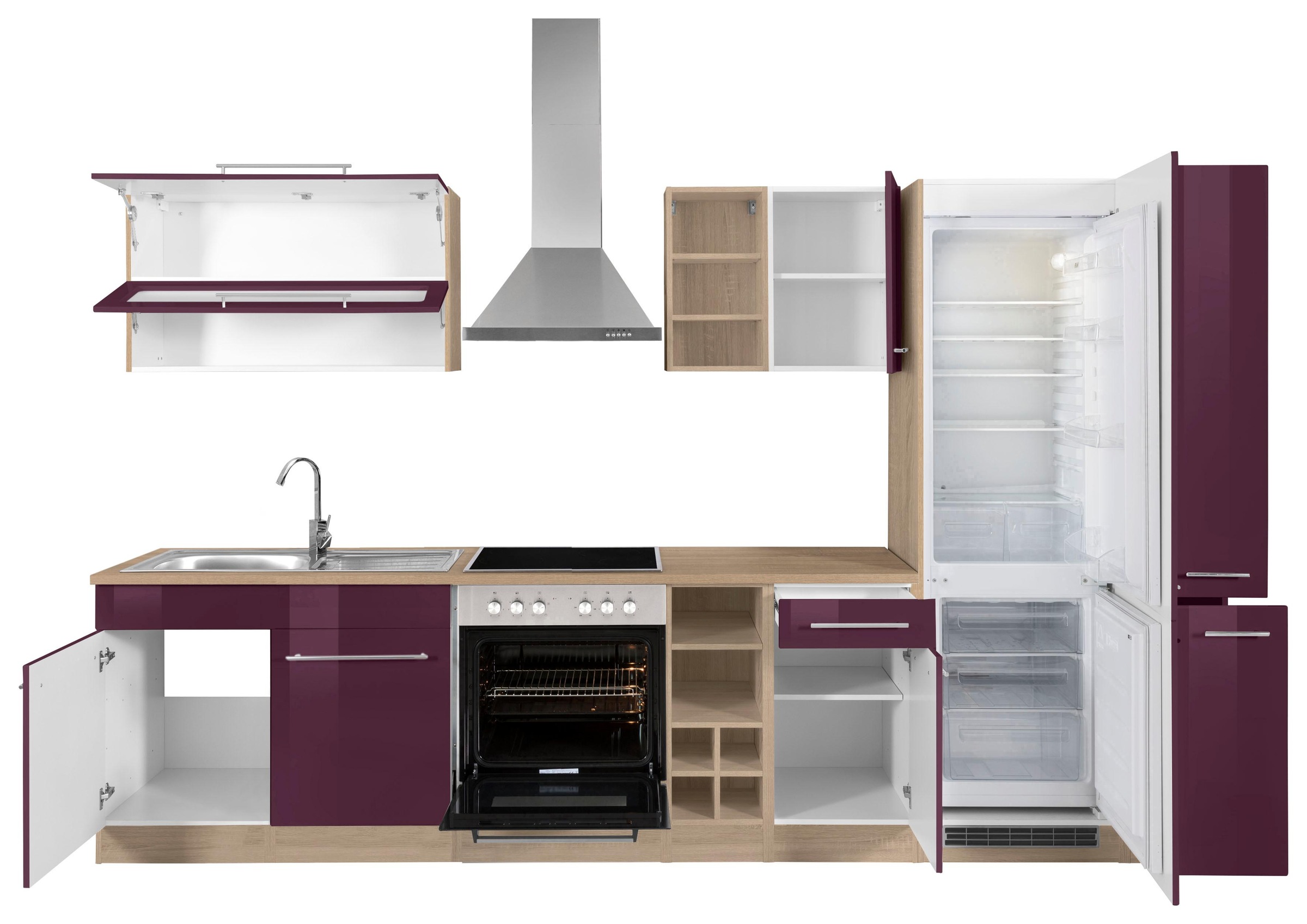 KOCHSTATION Küchenzeile »KS-Eton«, mit E-Geräten, Breite 330 cm
