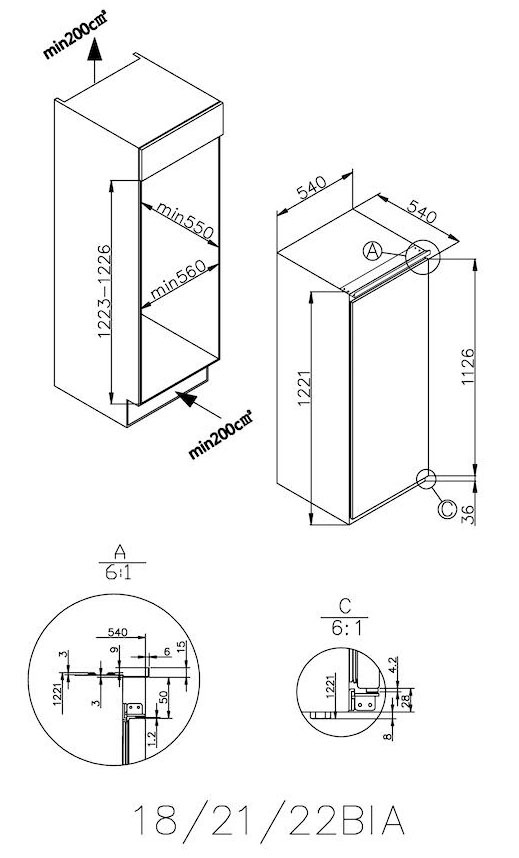 Candy Einbaukühlschrank »CIL 220 NE/N«