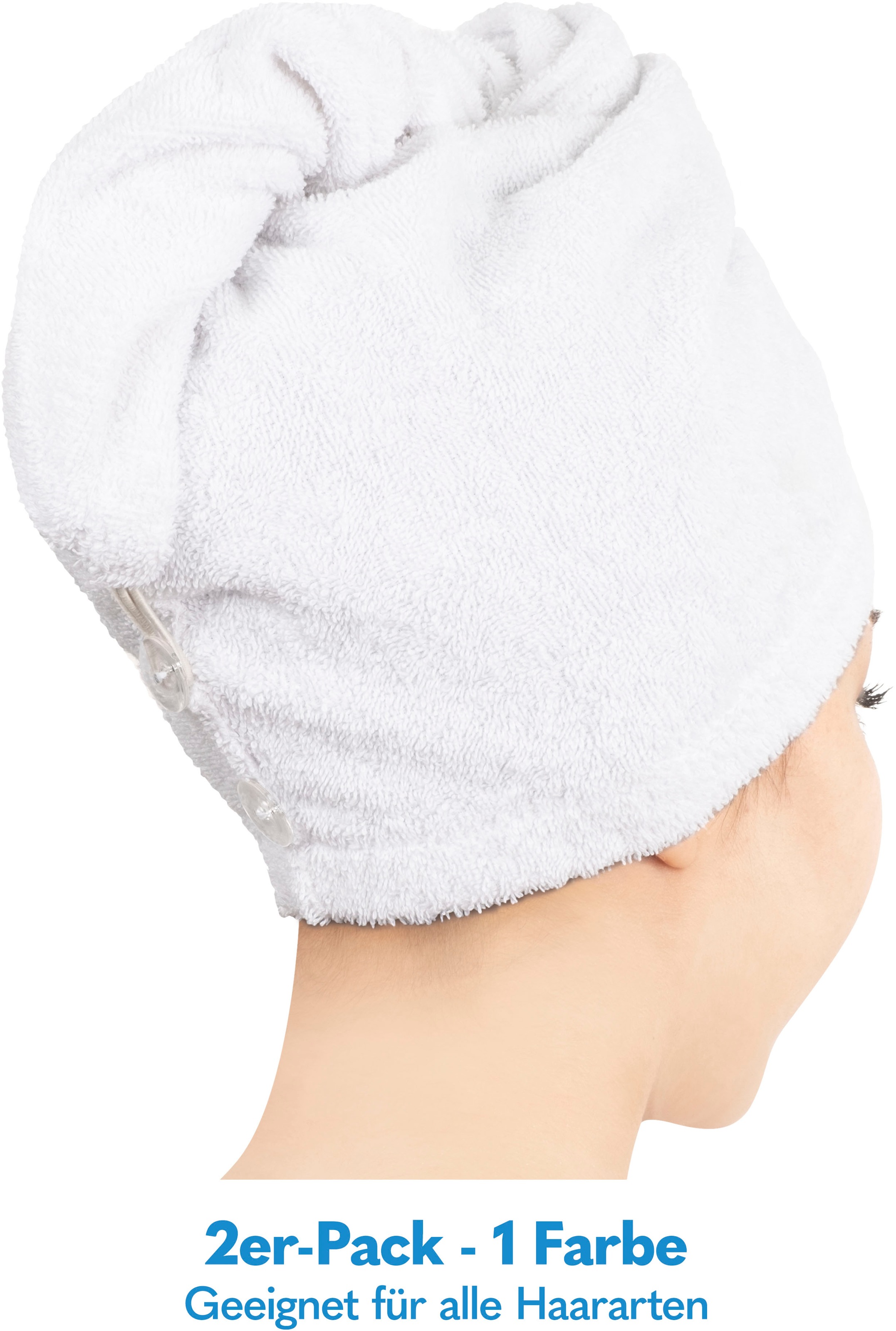 HAMMETEX Turban-Handtuch »2er Set Haarturban Damen, 100% Baumwolle, Flauschig & Schnelltrocknend«, (Set, 2 St., 2), Uni-Farben, weich