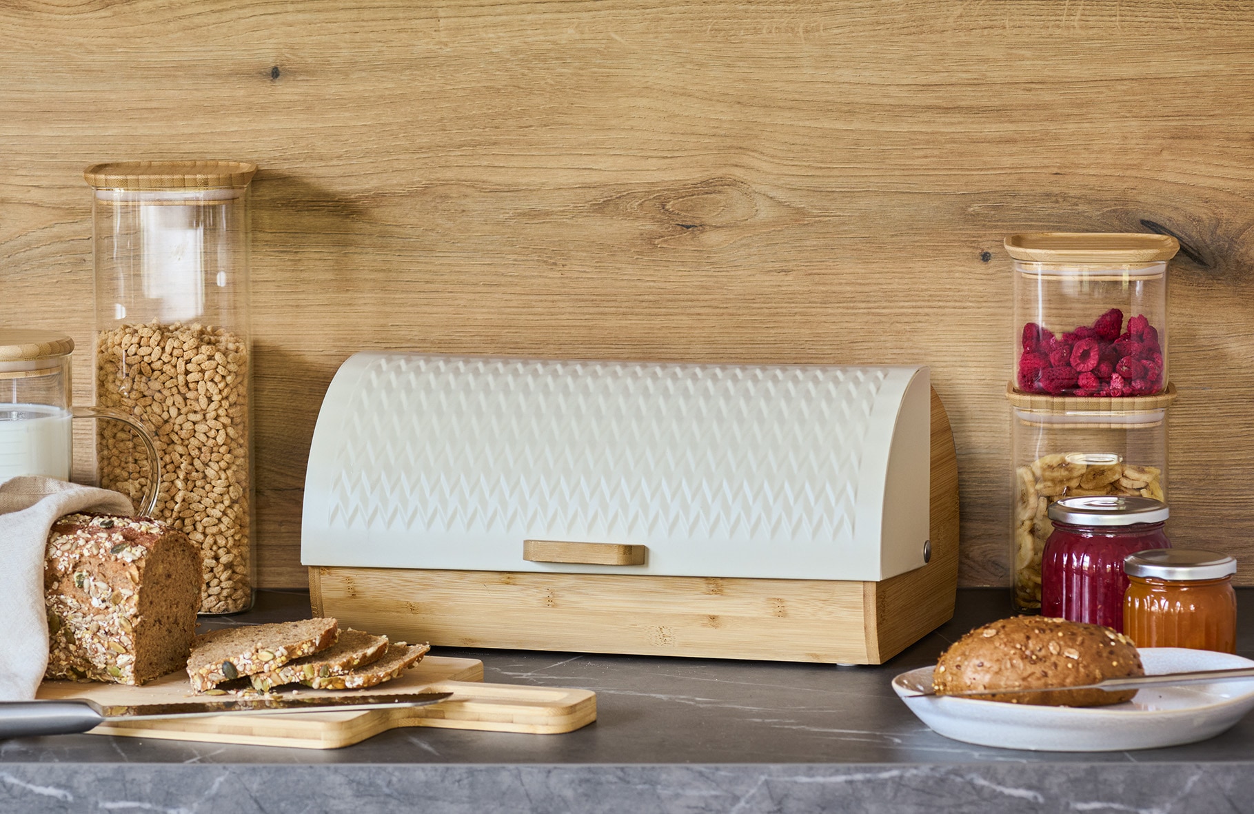 Zeller Present Brotkasten »Brotbox« Bambus/Metall, creme - ca. 36x21x17 cm