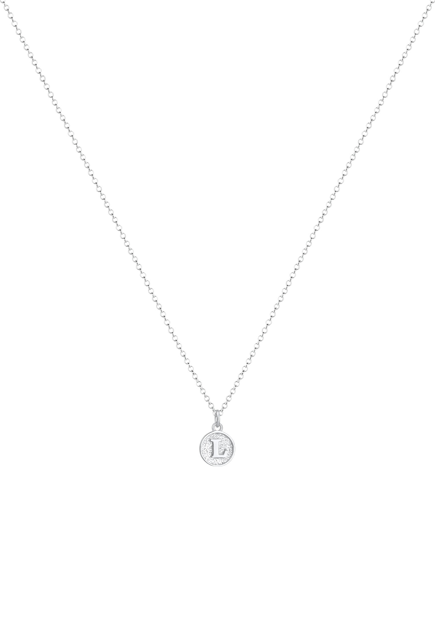Elli Kette mit Anhänger »Halskette Plättchen Vintage Buchstabe L Initialen 925 Sterling Silber«