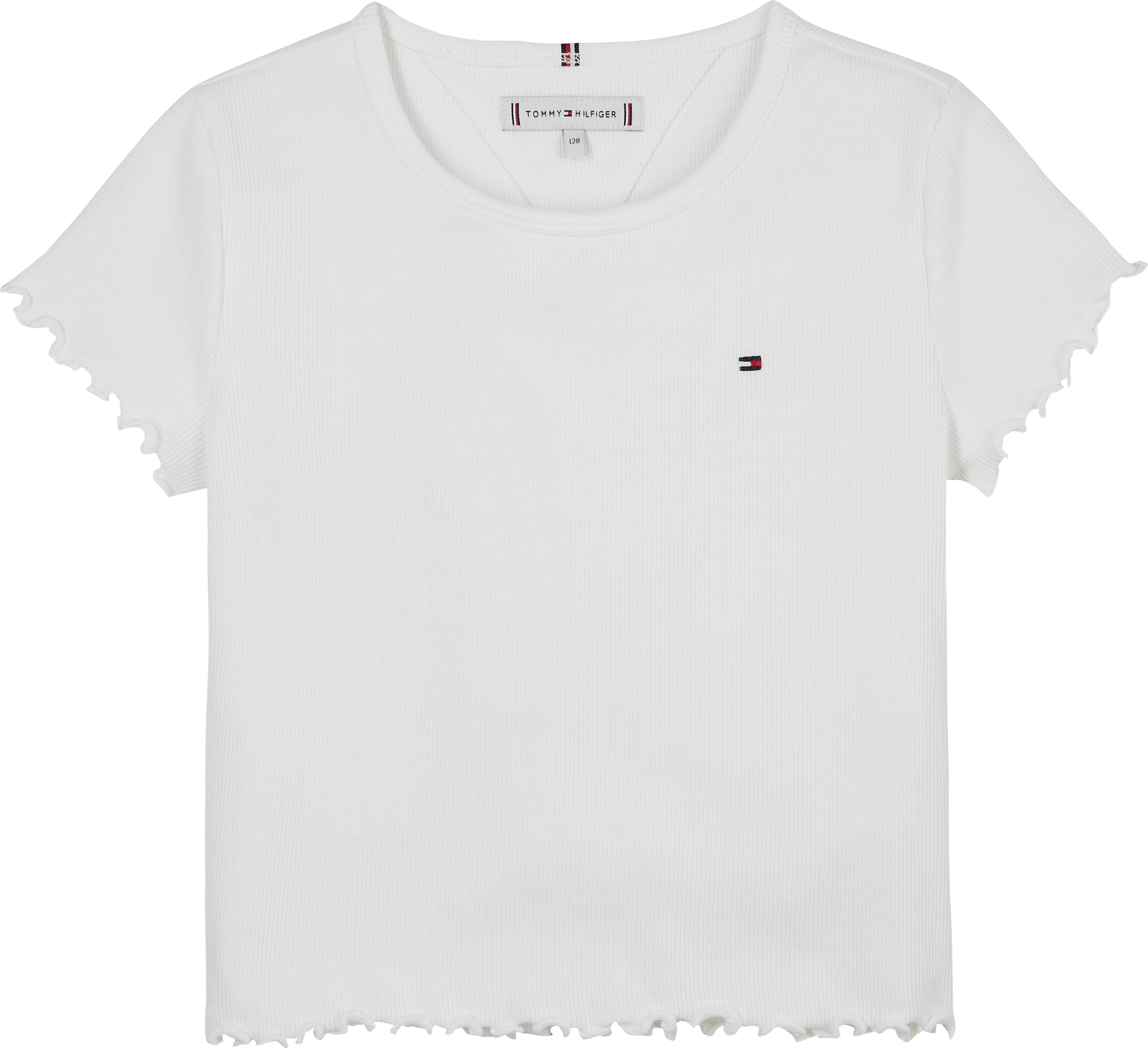 Tommy Hilfiger T-Shirt »ESSENTIAL RIB TOP SS«, mit Babylock-Kanten, mit Logostickerei