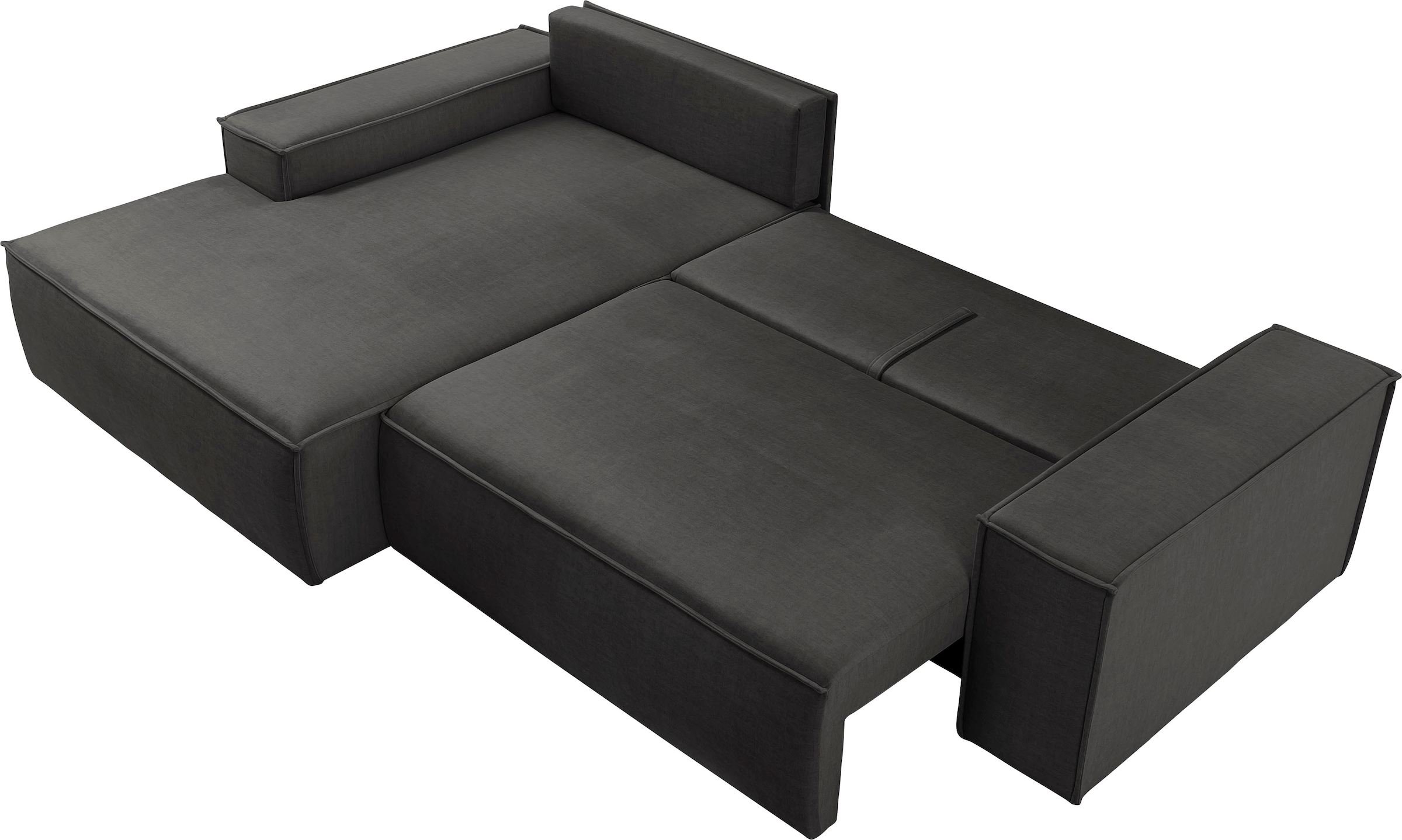 Home affaire Ecksofa SHERWOOD Schlafsofa 267 cm, L-Form, Schlaffunktion mit Bettkasten (210x136 cm), Cord, Vintage, Samtvelours