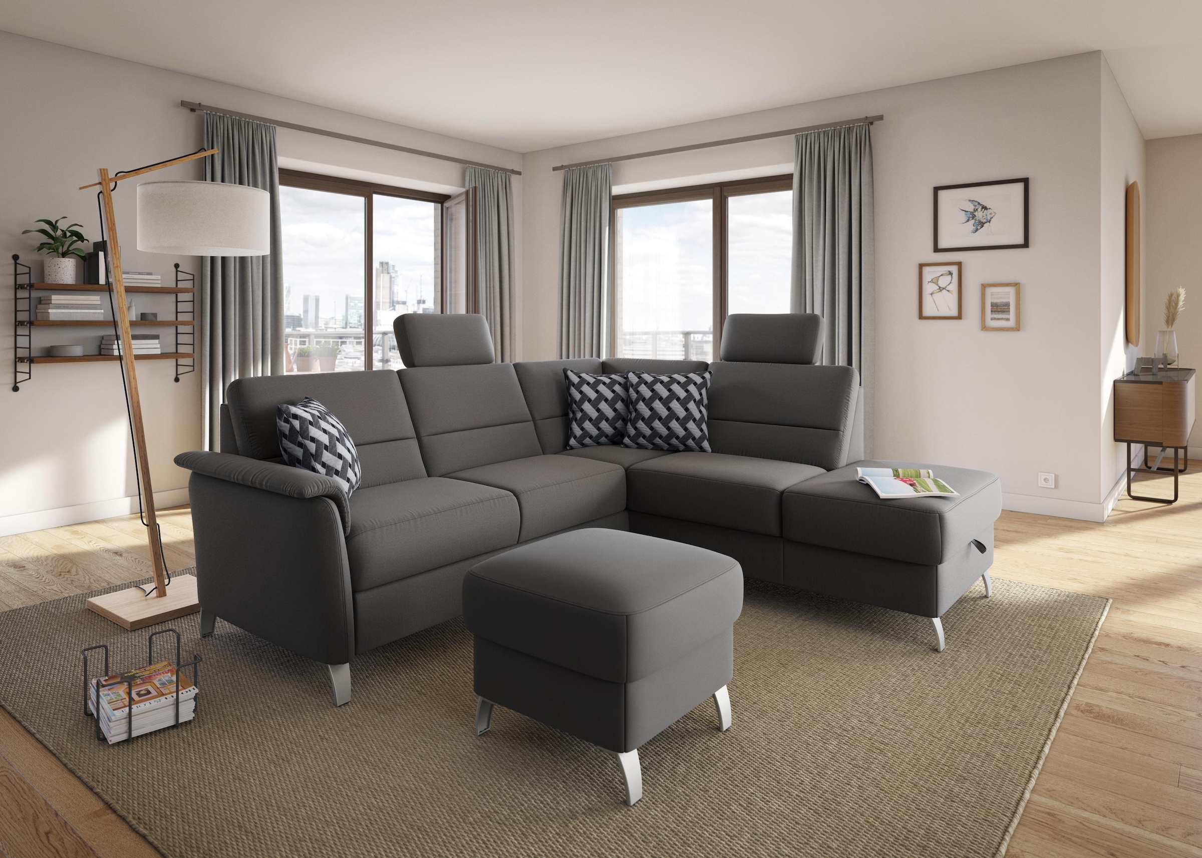 sit&more Hocker »Palmera, B: 58 cm«, mit Stauraum, Federkern