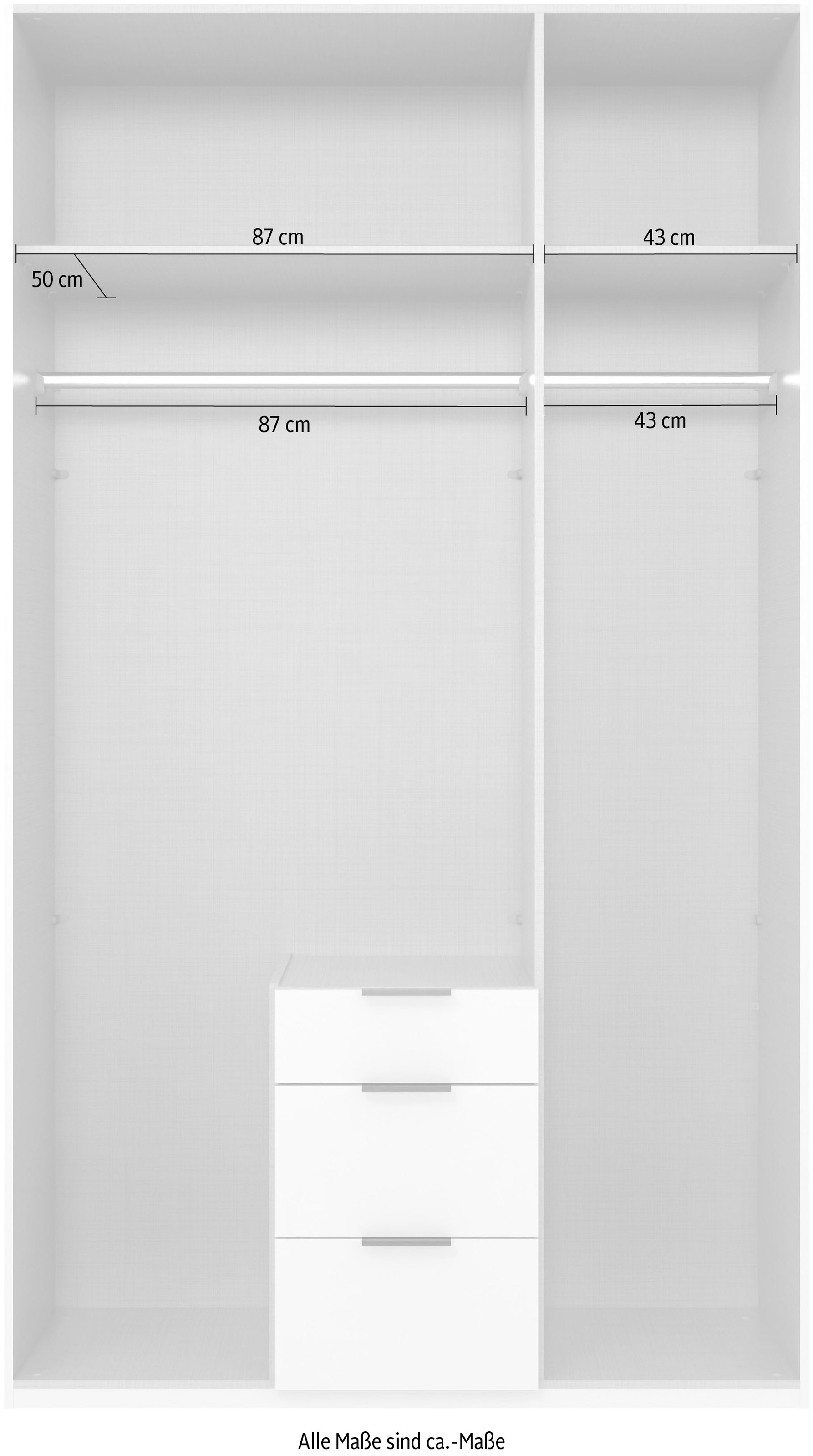 Wimex Drehtürenschrank »Mugano, 135 oder 180cm breit, 208 oder 236cm hoch, Made in Germany«, (mit langen Griffstangen aus Metall), wahlweise mit oder ohne Spiegel, mit Schubladen