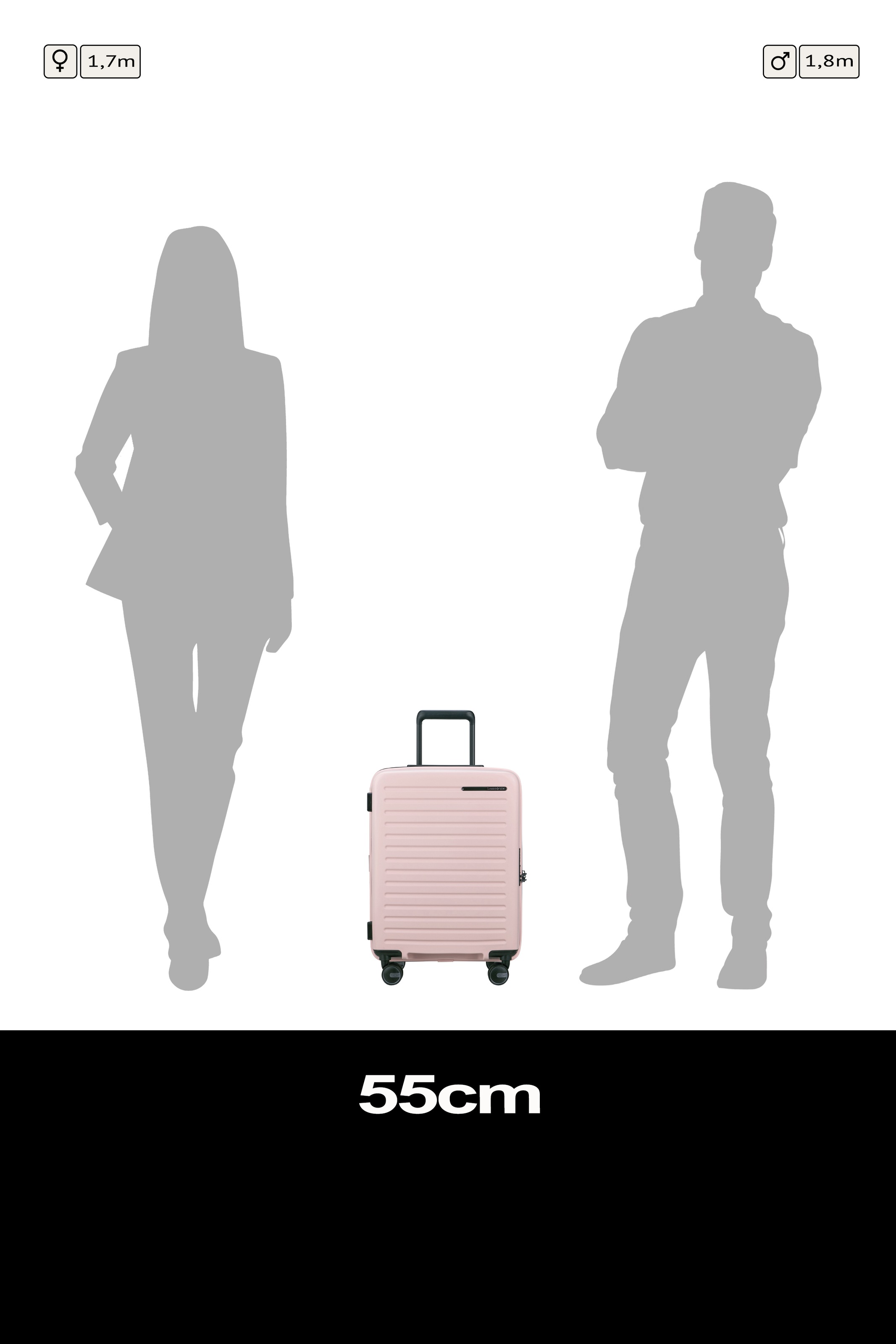 Samsonite Hartschalen-Trolley »RESTACKD« 39 l 4 Rollen mit fester Trennwand und verstellbaren Packgurten
