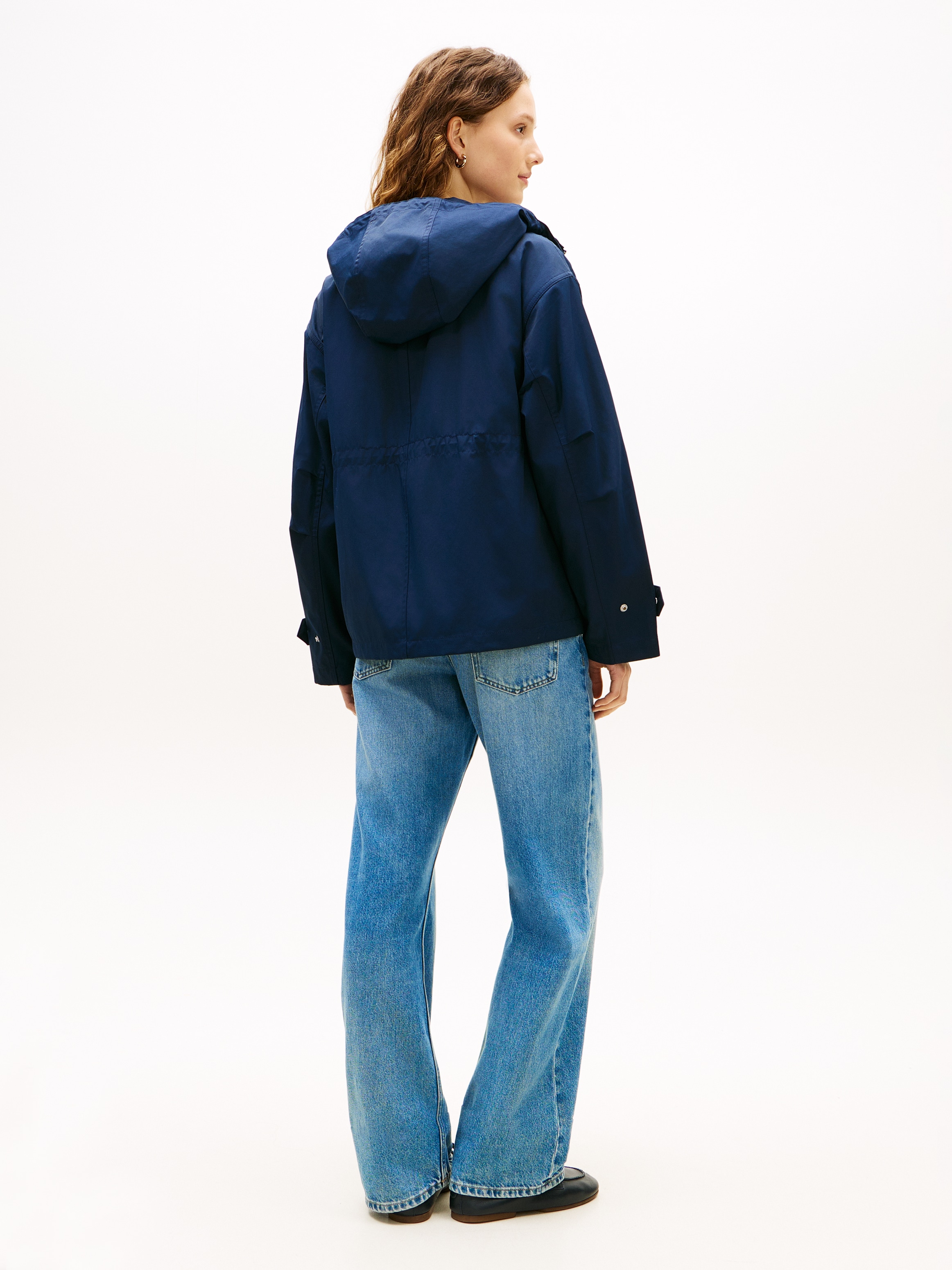 Tommy Hilfiger Outdoorjacke »COTTON NYLON UTILITY SHORT PARKA« mit Kapuze mit verdecktem Reißverschluss