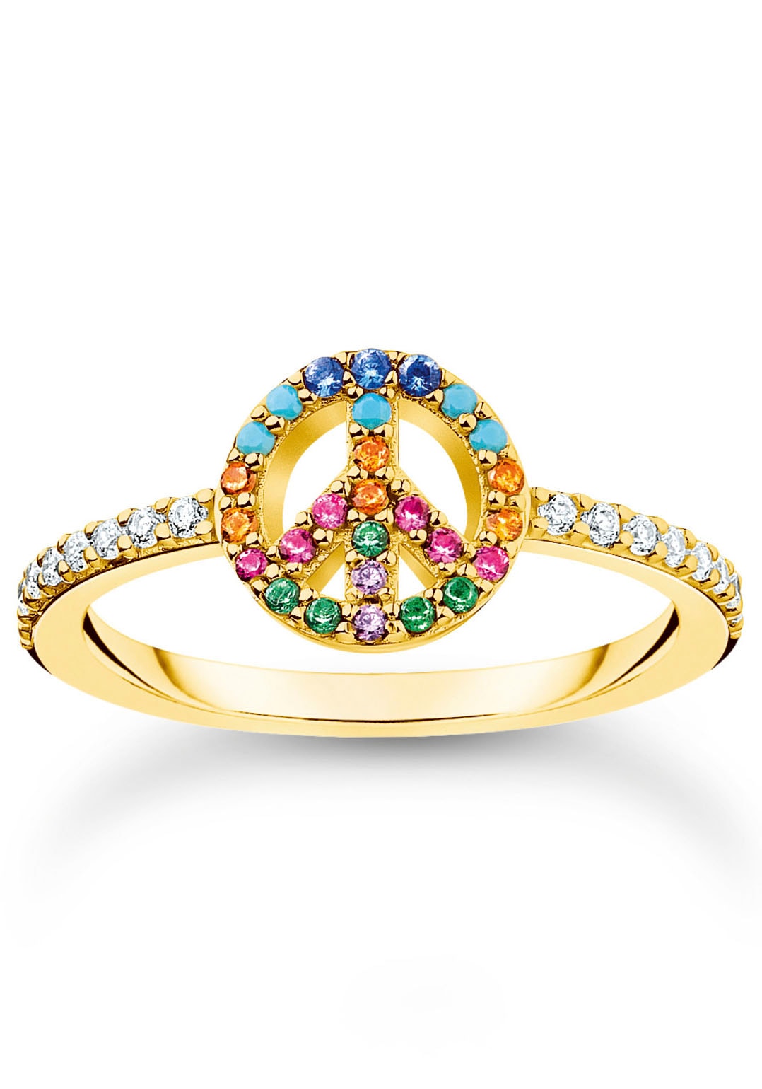 Fingerring »Peace gold, TR2373-488-7-52,54,56,58«, mit Glas-Keramik Stein, Korund...