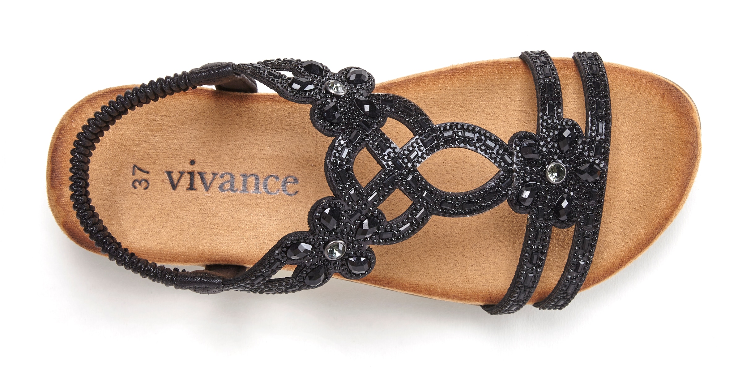 Vivance Sandale »Sommerschuh«, Sandalette, Sommerschuh mit elastischen Riemen & Glitzersteinen VEGAN