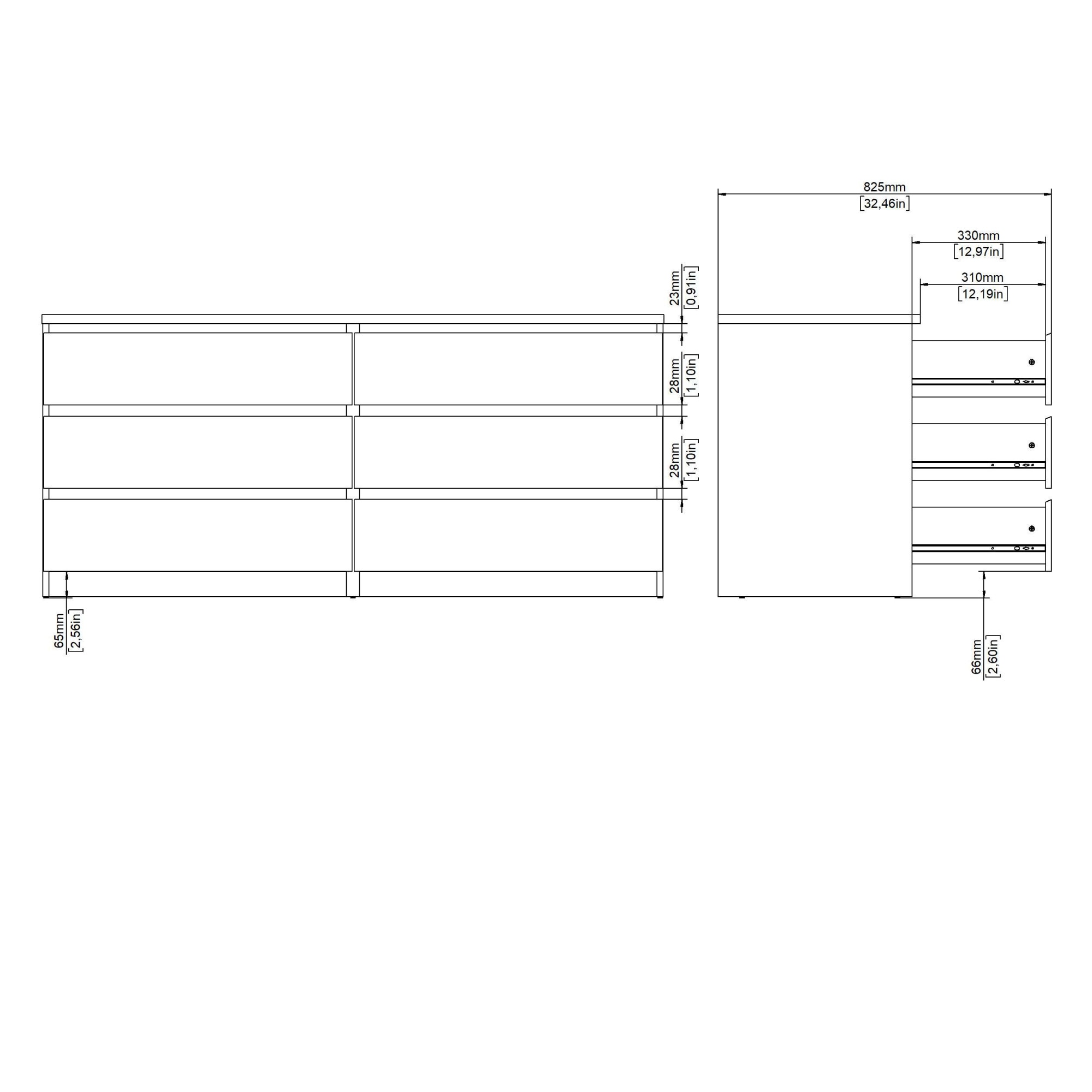 INOSIGN Kommode »Naia, Aufbewahrung, 6 Schubladen, Hochglanz-Optik, grifflose Front« Modern, skandinavisches Design, in mehrere Farben, Metallgleiter