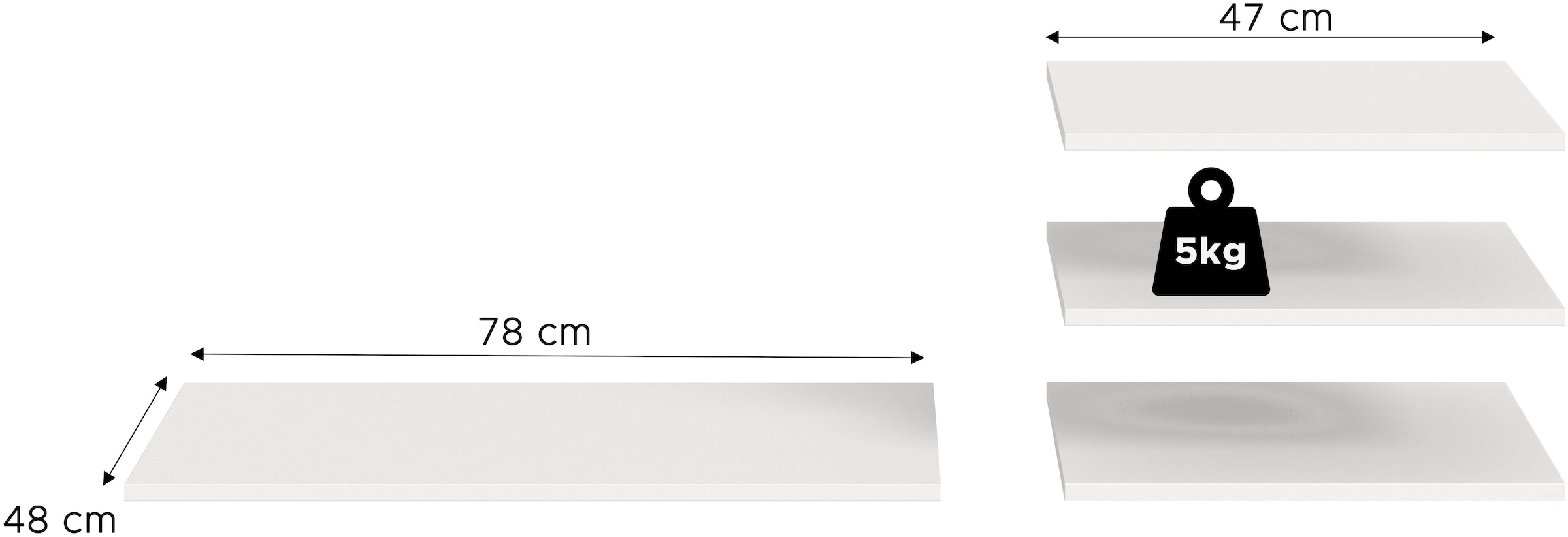 Home affaire Einlegeboden »BENDINGO, 4er Set Einlegeböden, Breite: 78cm & 47cm« 4er Set passend für Artikel 43969449,  1 Boden in 78 cm Breite & 3 Böden in 47 cm Breite